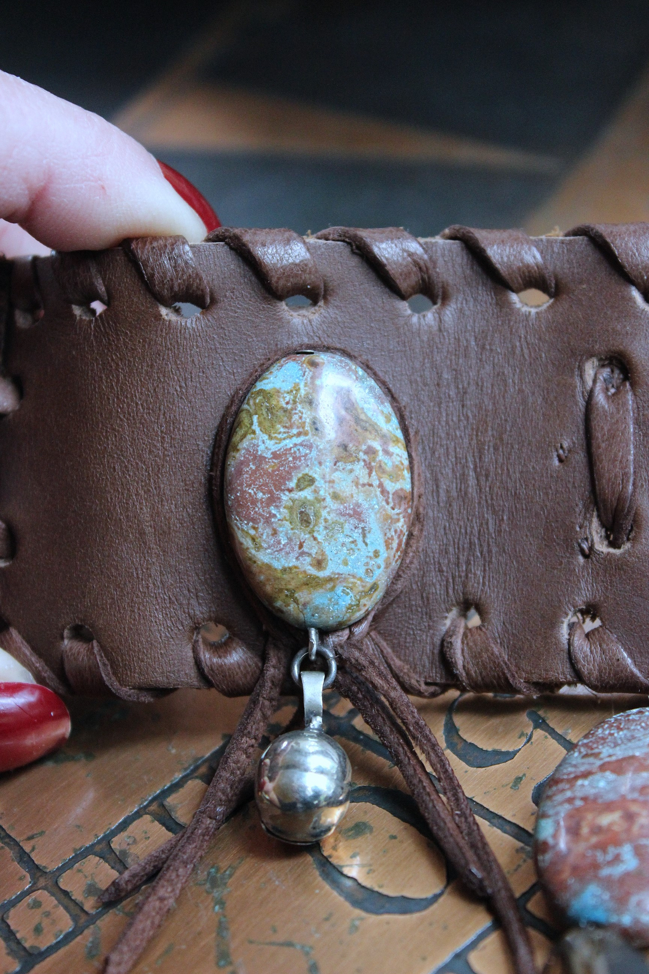 NEW! Free Form Smoky Quartz Cuff Bracelet with Jasperized Petrified Wood Beads, and Faceted Smoky Quartz Gemstone