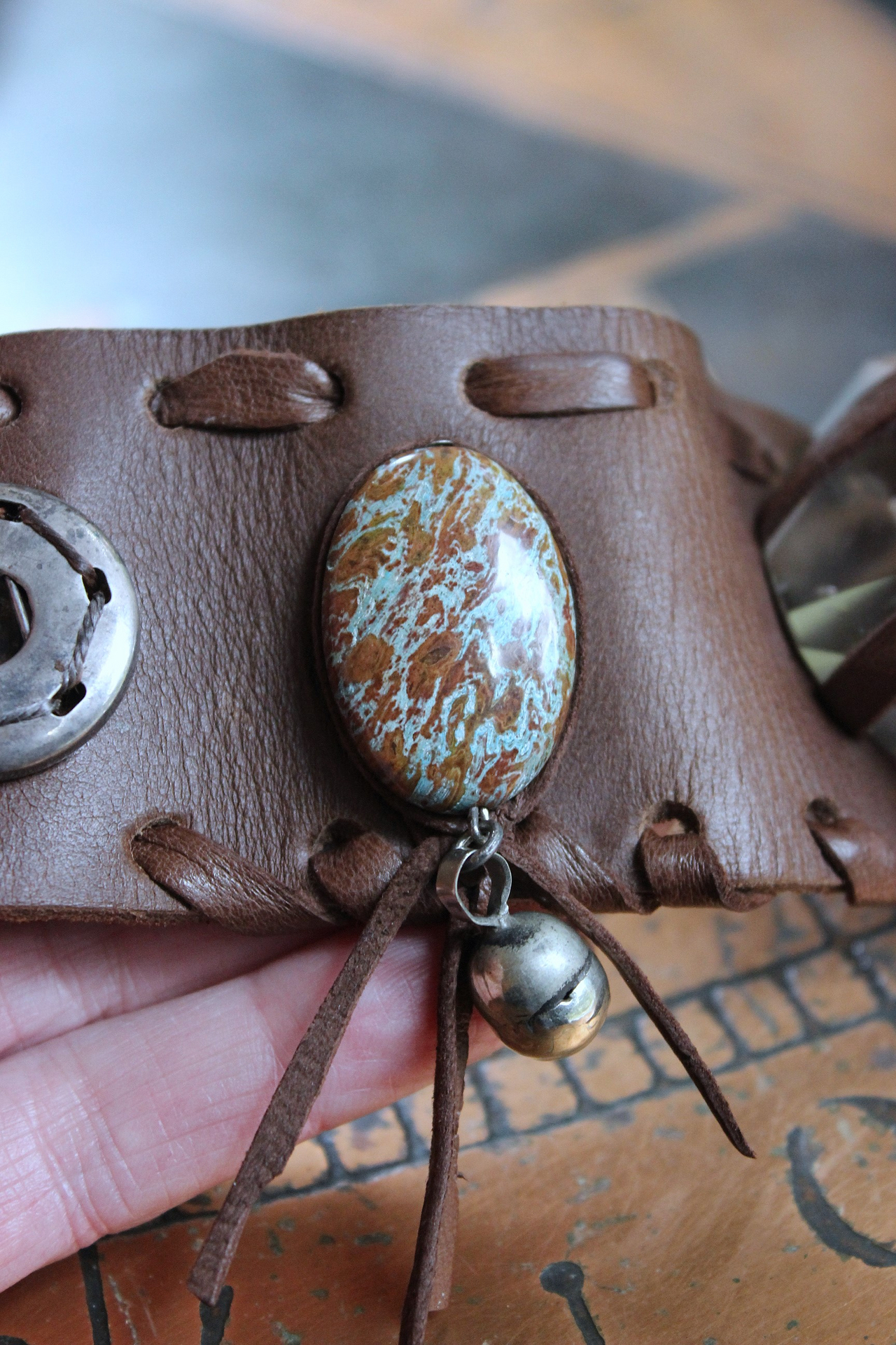 NEW! Free Form Smoky Quartz Cuff Bracelet with Jasperized Petrified Wood Beads, and Faceted Smoky Quartz Gemstone