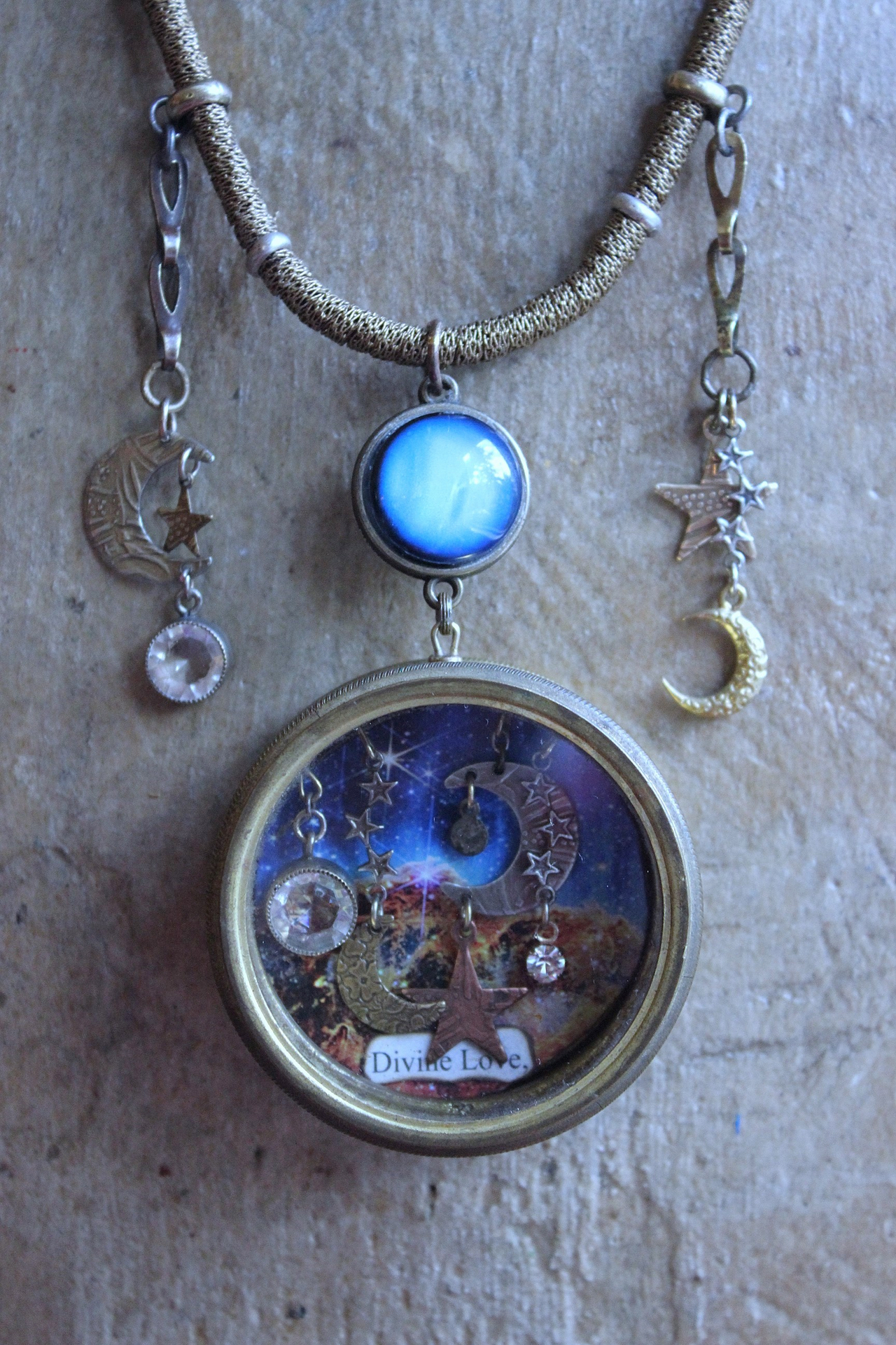 NEW! Divine Love Bracelet & Necklace Set with Antique Watch Case Cosmic Diorama, Glass Orb Earth, Moon & Sun and More!