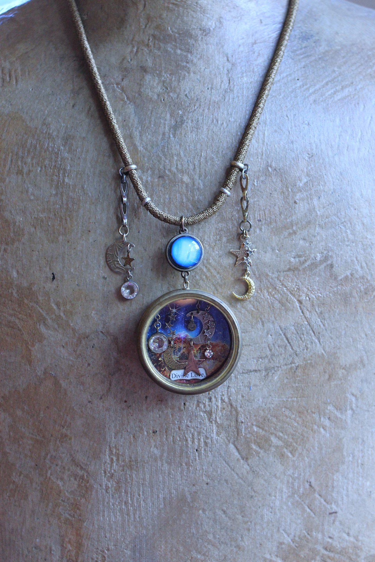 NEW! Divine Love Bracelet & Necklace Set with Antique Watch Case Cosmic Diorama, Glass Orb Earth, Moon & Sun and More!