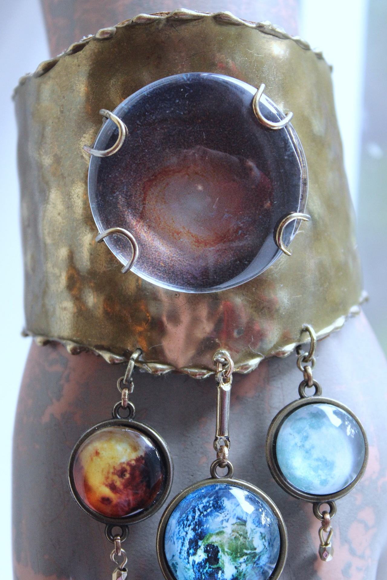 NEW! Divine Love Bracelet & Necklace Set with Antique Watch Case Cosmic Diorama, Glass Orb Earth, Moon & Sun and More!