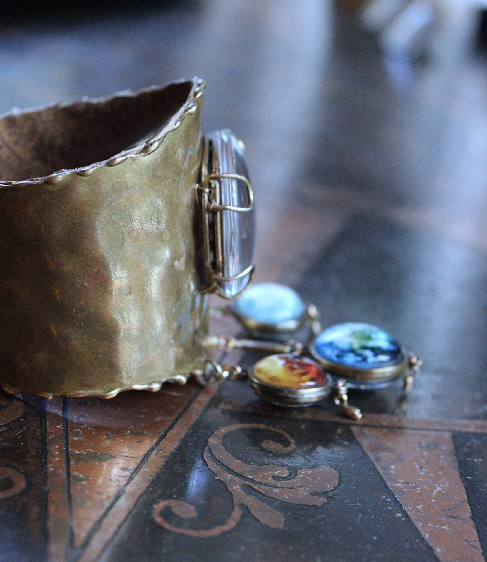 NEW! Divine Love Bracelet & Necklace Set with Antique Watch Case Cosmic Diorama, Glass Orb Earth, Moon & Sun and More!