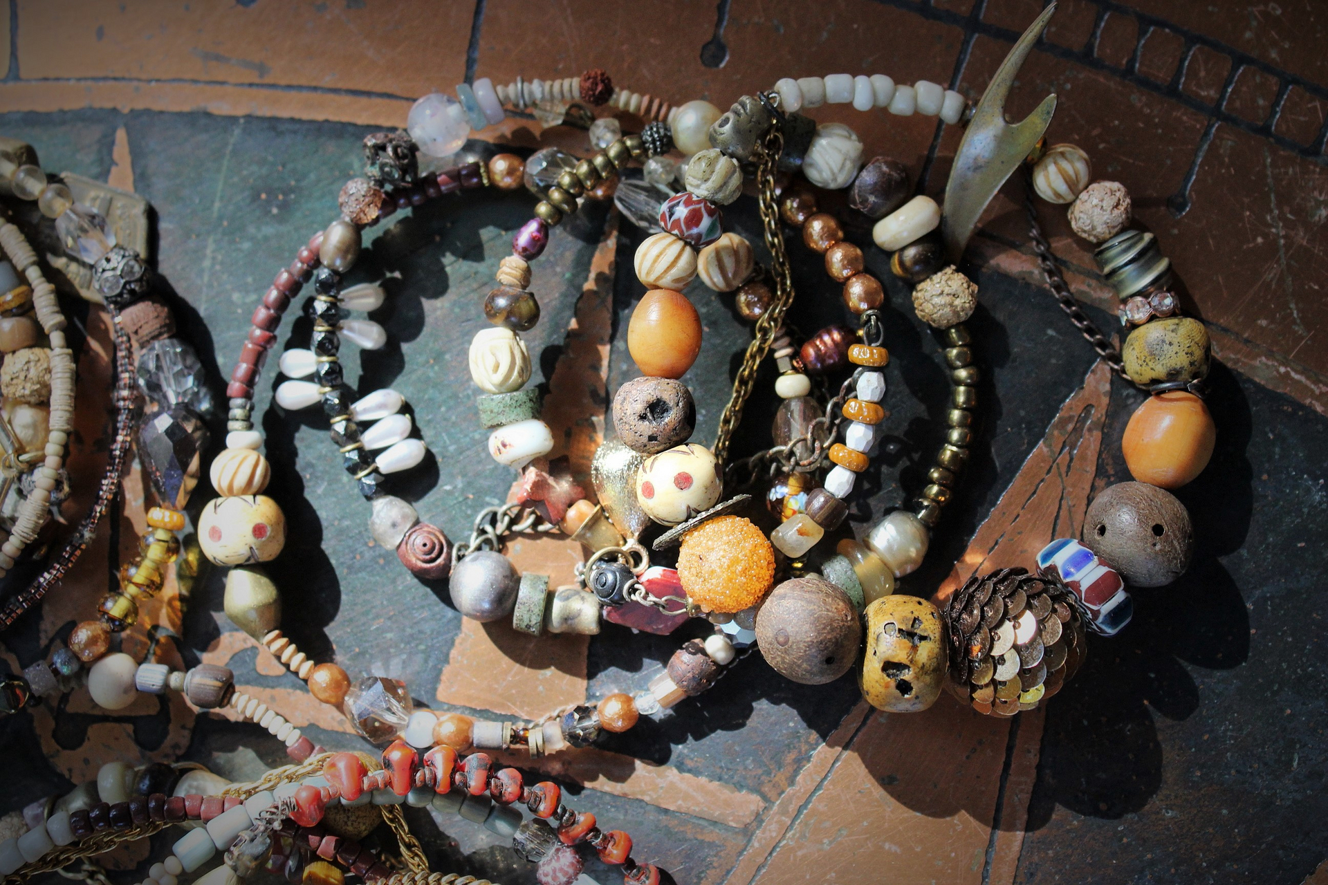 17 Stacking Artisan Gypsy Bangle Bracelets- Dozens of Beads,Unique Findings & Draping Chains!