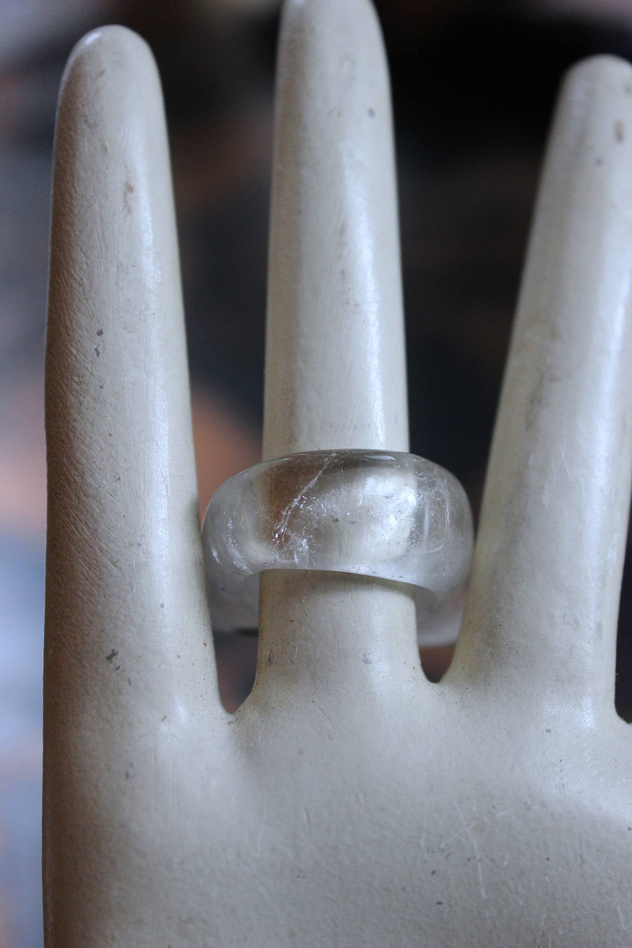 NEW! Rare Antique Clear Rock Quartz and Green Barrel Tourmaline Ring - size 8