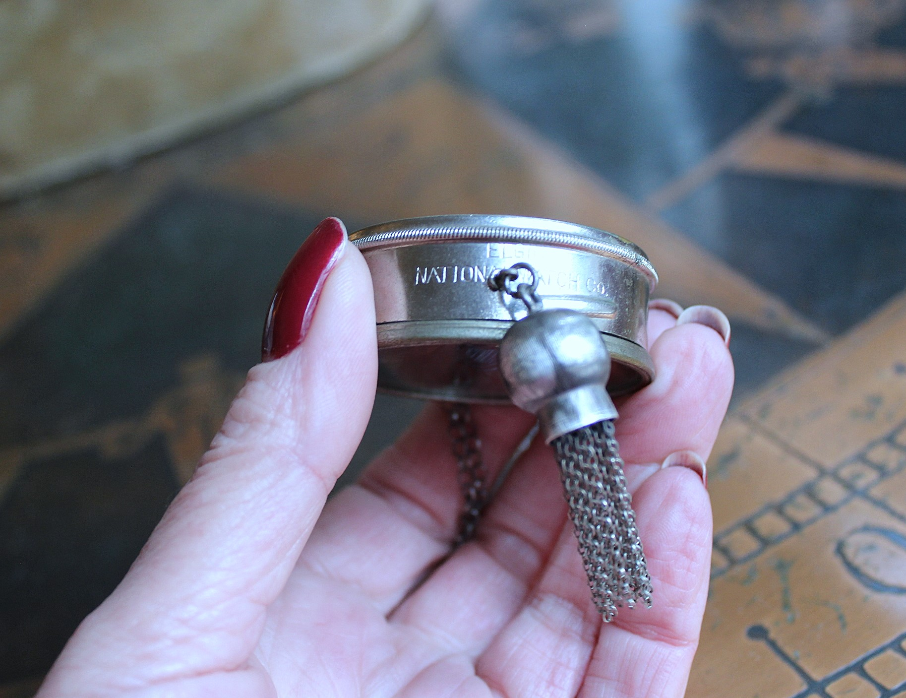 NEW! Rare Gem Collection Necklace with 9 Faceted Gemstones,Antique Pocket Watch Case, Sterling Belcher Chain and Sterling Tassel