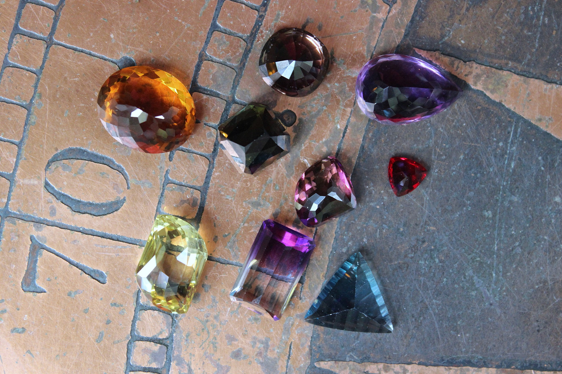 NEW! Rare Gem Collection Necklace with 9 Faceted Gemstones,Antique Pocket Watch Case, Sterling Belcher Chain and Sterling Tassel