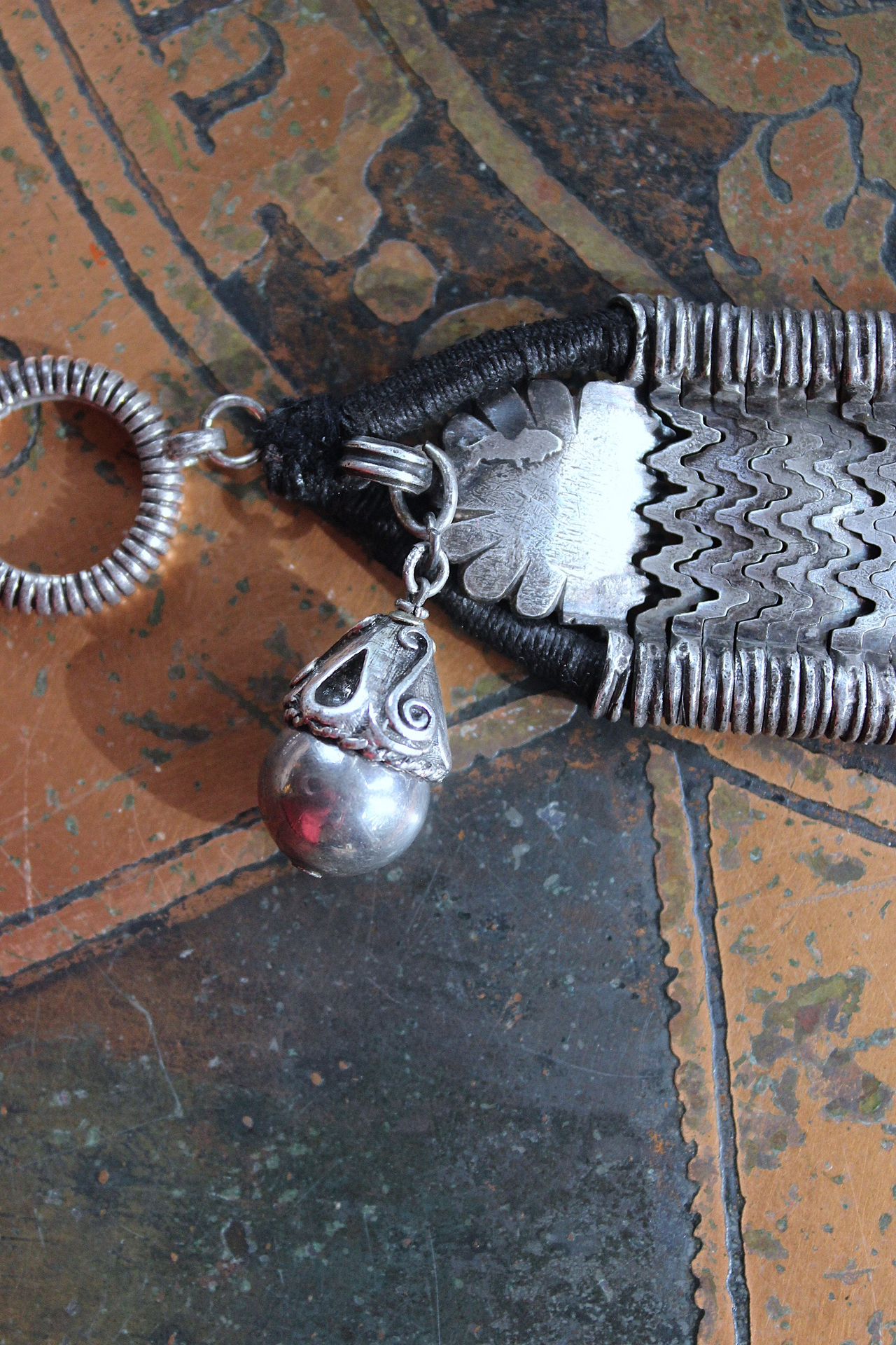 NEW! How to Fly Bracelet with Old Sterling Cuff, Sterling Cross, Raven Wing,Glass Quote Vessel & Sterling Capped Bead