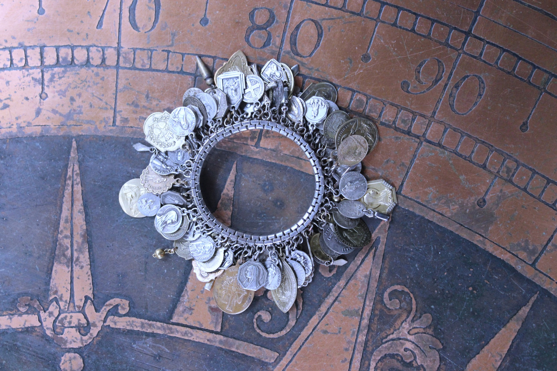 NEW! Fully Loaded Expandable Bracelet with 88 Silver and Gold Antique French, European & American Religious Medals & Crosses
