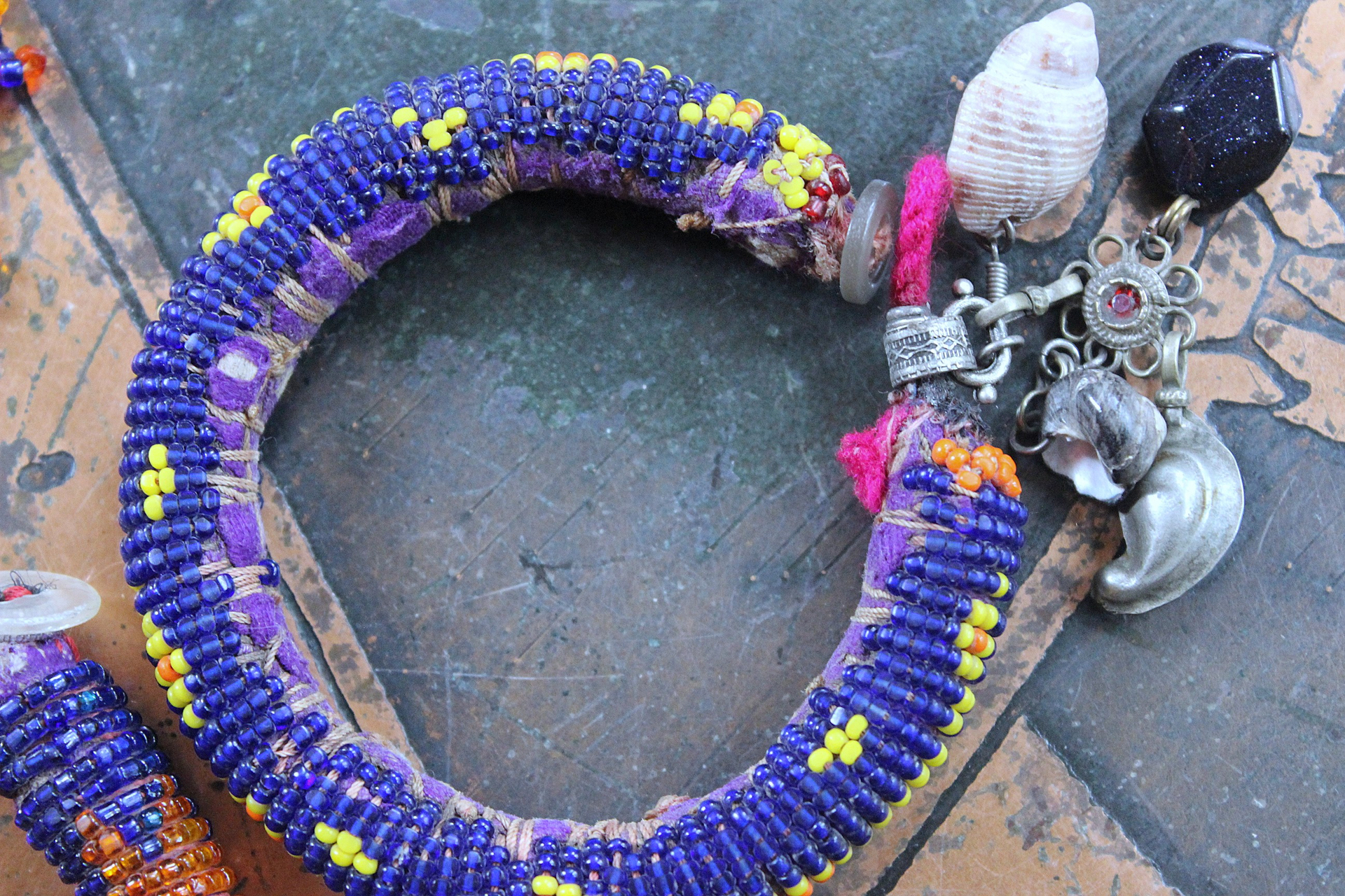 NEW! Set of 6 Authentic Tribal Seed Bead Bracelets with Various Drops & Dangles