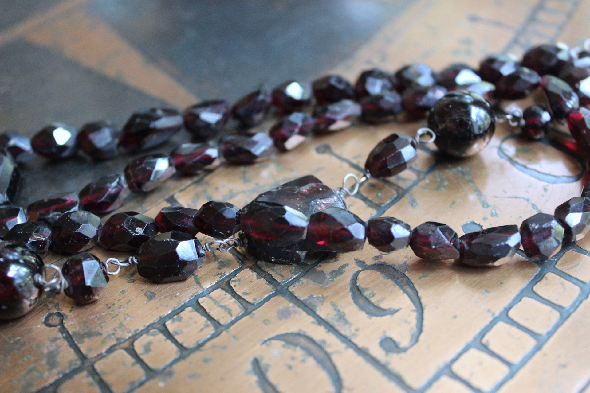 NEW! The Winds of your Soul Necklace with Amazing Faceted Almandine Garnet, Cast Bird Wing, Holy Spirit Dove & Puffy Heart Medal