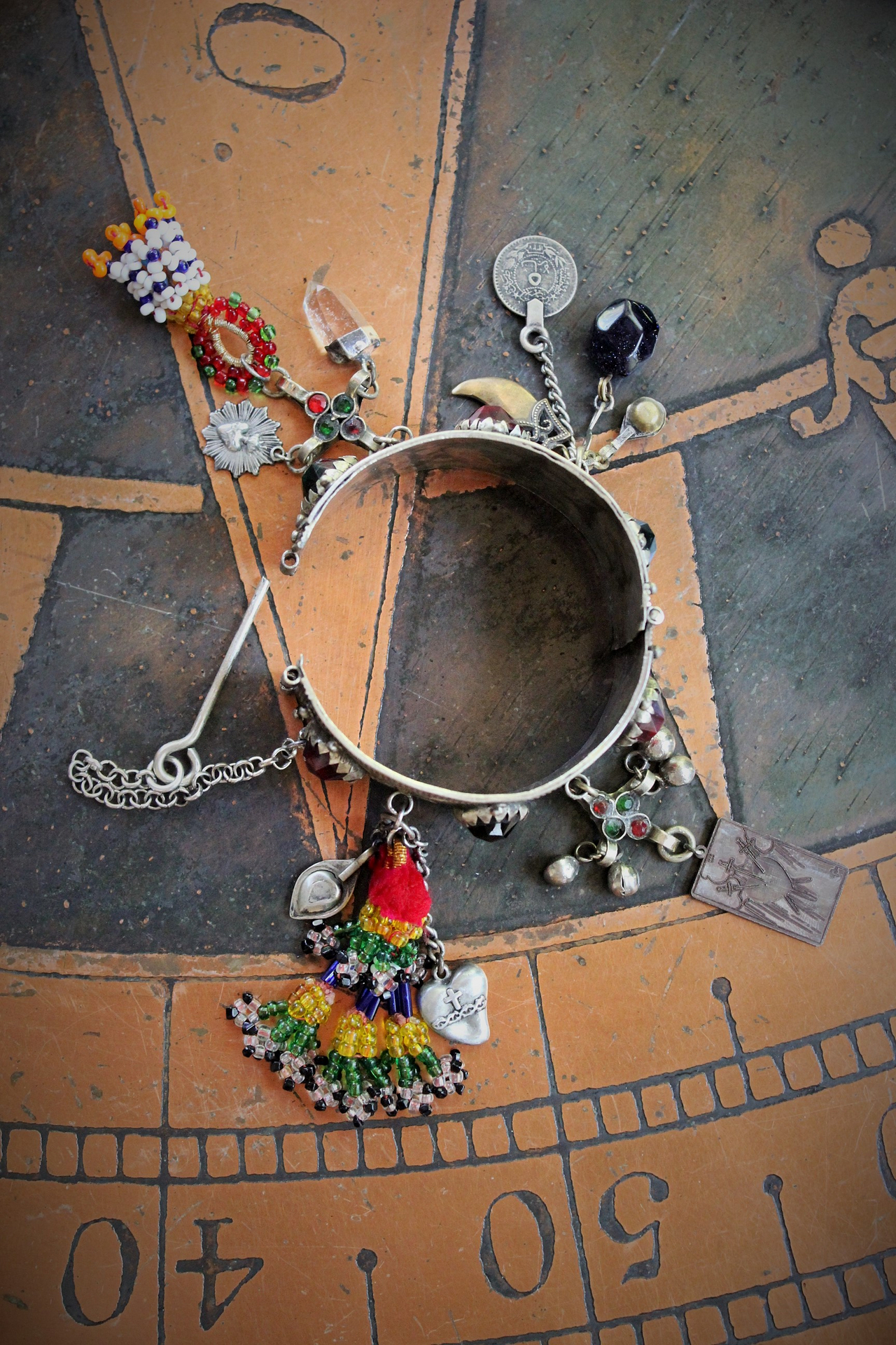 To the Gypsy that Remains Bracelet w/Antique Gypsy Bracelet, Sterling Engraved 3 of Swords Tarot Medal,Banjara Tassels, Kuchi Findings & Much More!