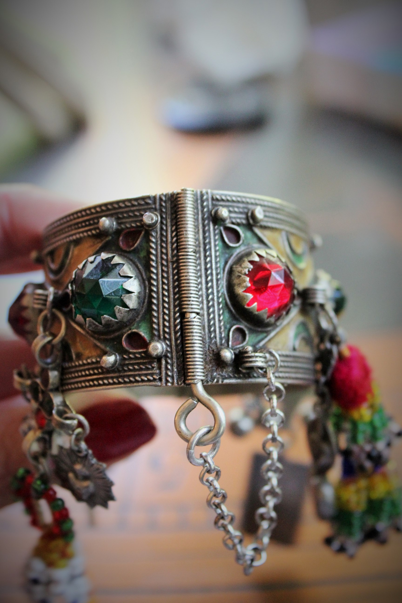 To the Gypsy that Remains Bracelet w/Antique Gypsy Bracelet, Sterling Engraved 3 of Swords Tarot Medal,Banjara Tassels, Kuchi Findings & Much More!