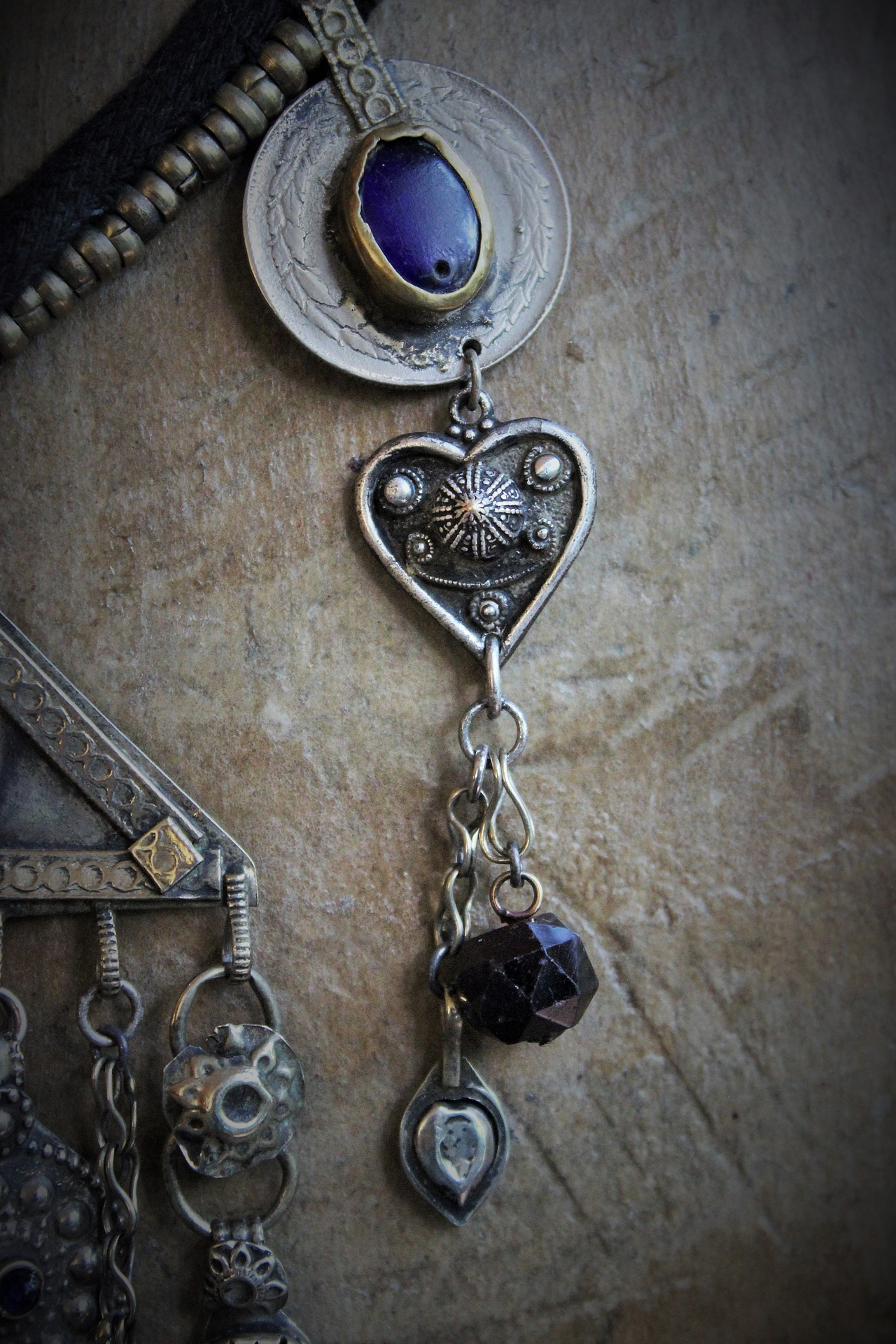 The Triumph Necklace w/Sterling Strength & Temperance Tarot Card Medals,Antique Gypsy Findings,Antique Sterling Snake Drop,Faceted Gemstones & More!