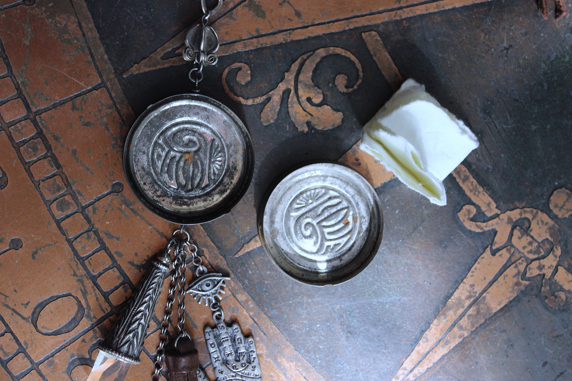 NEW! The Other Eye Necklace with Unusual Antique Pocket Watch Container, Sterling Findings,Vintage Palmistry Medal, All Seeing Eye Connector & More!