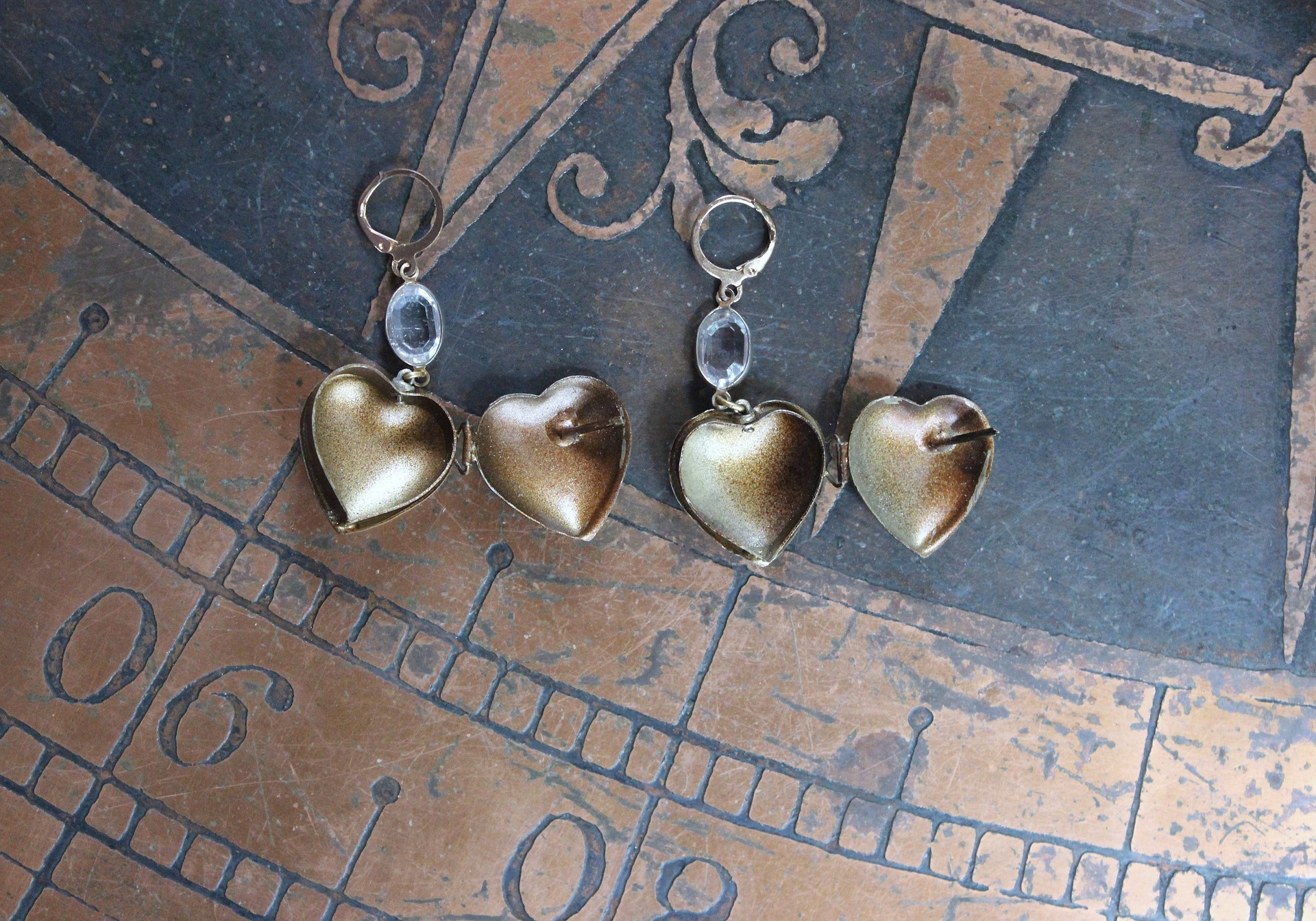 NEW! Petite Vintage Ex Voto Locket Earrings with Vintage Oval Bezel Set Crystal Connectors