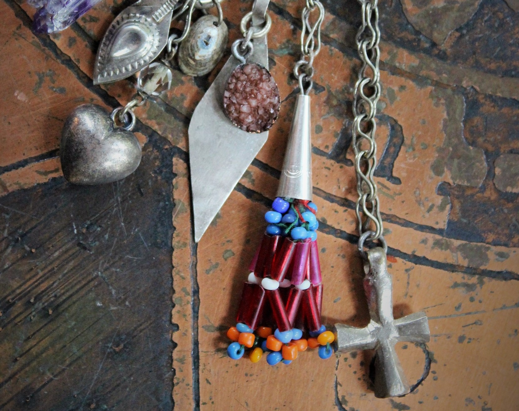 NEW! Gypsy Spirit Sterling Behind the Ear Cuff w/Garnet Heart,Sterling Capped Banjara Bead Tassel,Puffy Heart,Sterling 4 Way Cross,Polished Amethyst Druzy & More!