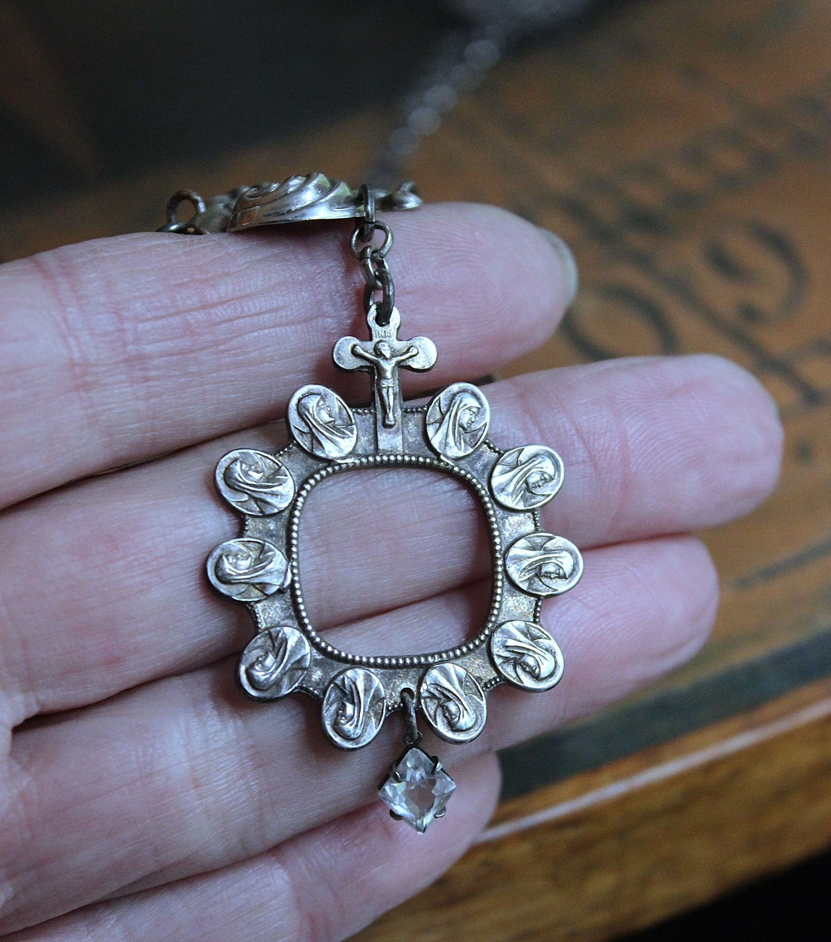 NEW! You Called me Mother Necklace w/Antique Holy Card Glass Pendant,Rare Sterling Antique Thumb Rosary, Rare Antique French Mary Medal & More!