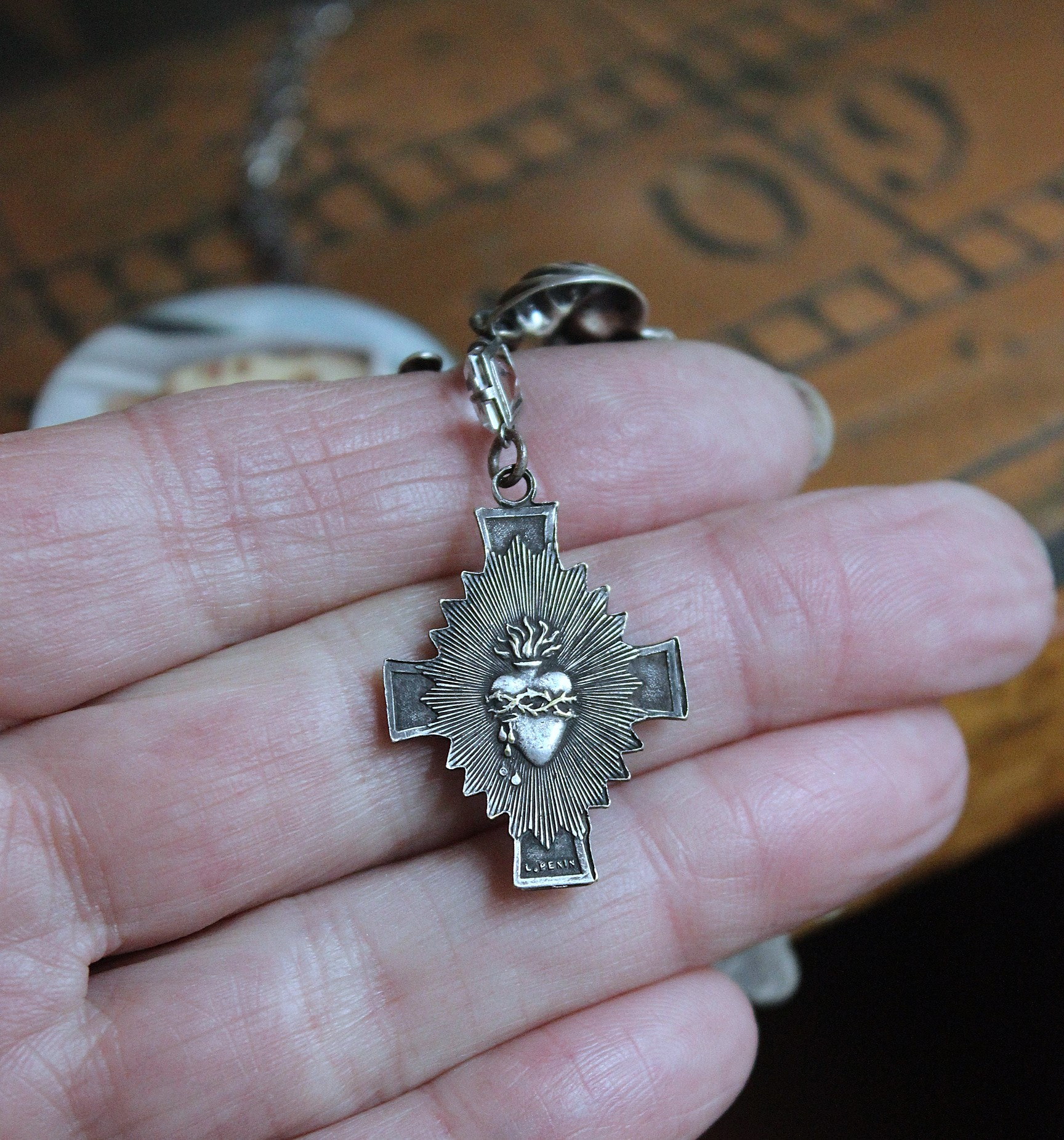 NEW! You Called me Mother Necklace w/Antique Holy Card Glass Pendant,Rare Sterling Antique Thumb Rosary, Rare Antique French Mary Medal & More!