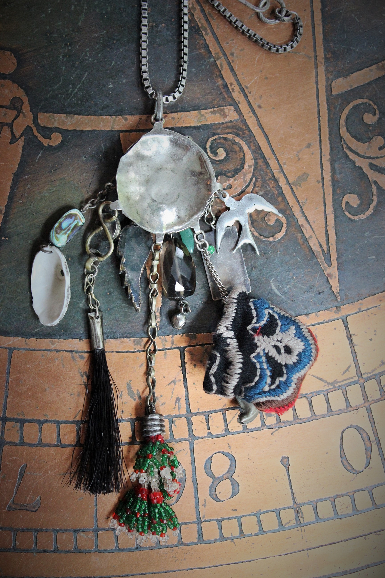 The Awakening Necklace w/Miniature Full 78 Card Tarot Deck,Antique Kuchi Gypsy Findings, Sterling The Judgement Tarot Card,Banjara Bead Tassel+  Much More!