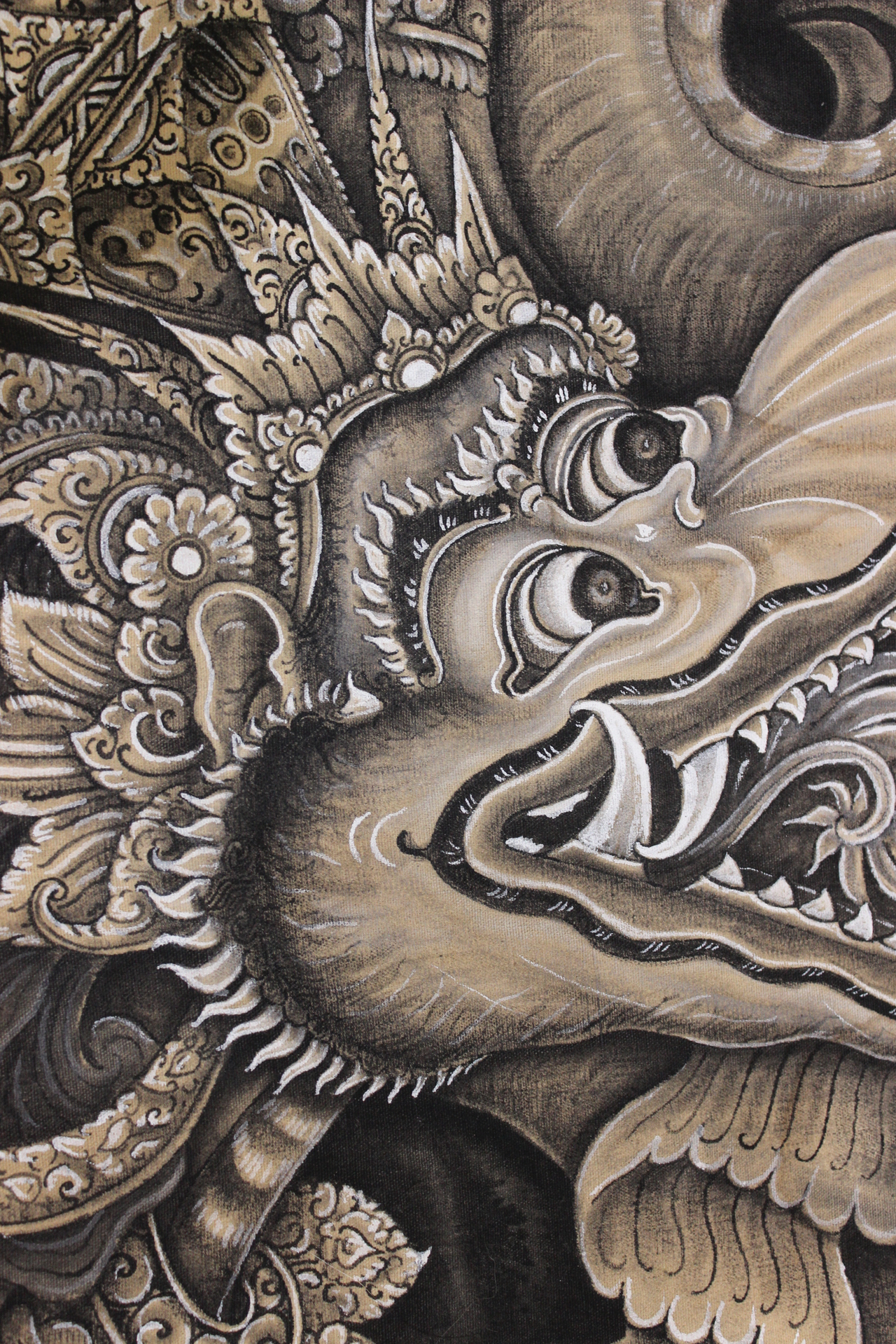 NEW! Signed Painting by Renowned Bali Artist I Dewa Made Oka Wiri - most likely of the Barong Lundung legend
