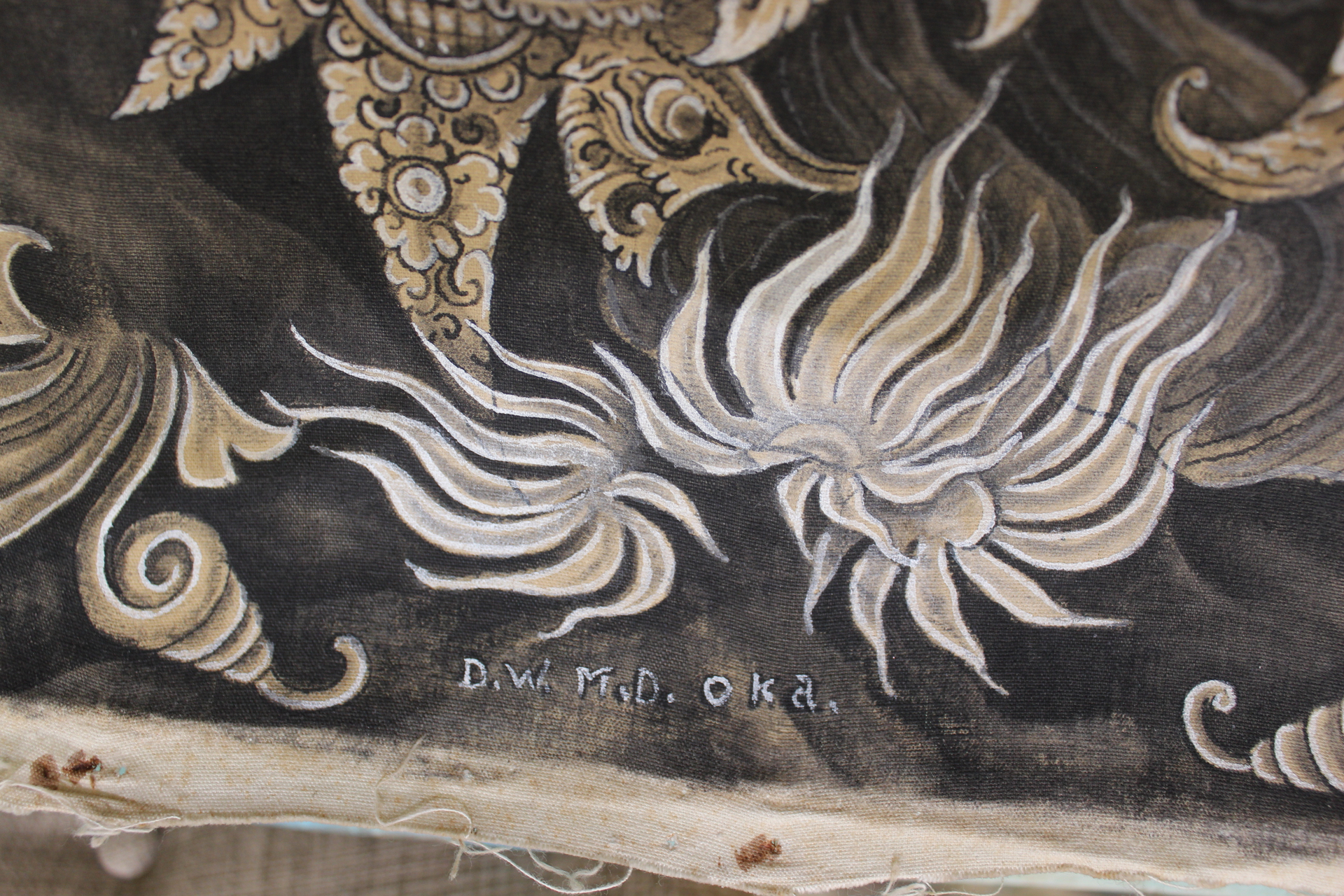 NEW! Signed Painting by Renowned Bali Artist I Dewa Made Oka Wiri - most likely of the Barong Lundung legend