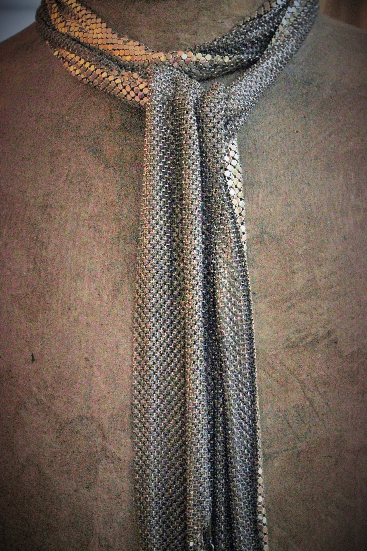 SOLD to K Amazing Whiting & Davis Mesh Scarf,Vintage French Roi D'Amour (King of Love) Medals,Reposse Puffy Hearts,St. Therese Rose Medals & Persevere Crosses