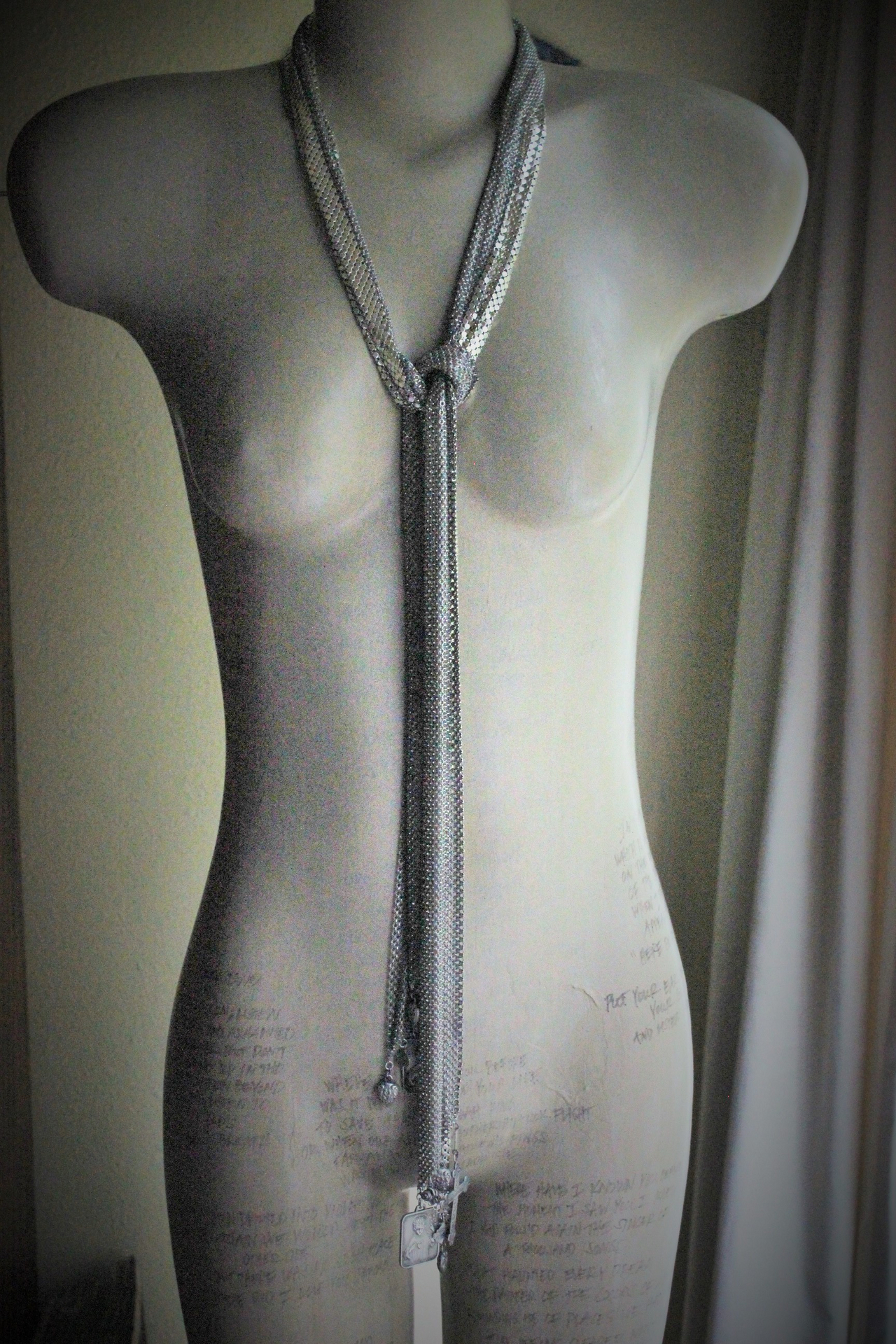 SOLD to K Amazing Whiting & Davis Mesh Scarf,Vintage French Roi D'Amour (King of Love) Medals,Reposse Puffy Hearts,St. Therese Rose Medals & Persevere Crosses