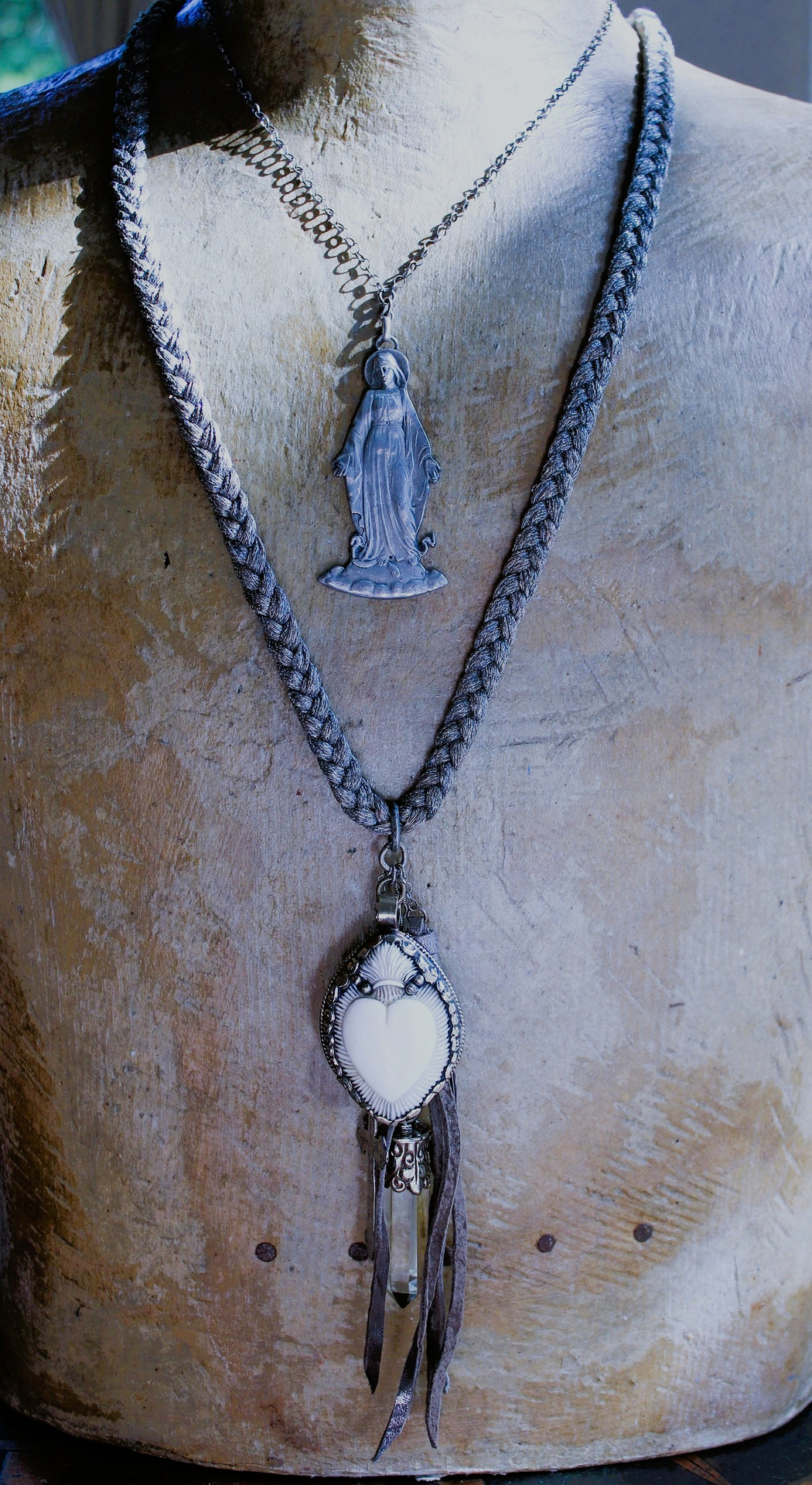NEW!  The Genesis of Love Necklace with Rare Virgin Mary and Serpent Pendant, Sterling Rolo Chain & Clasp