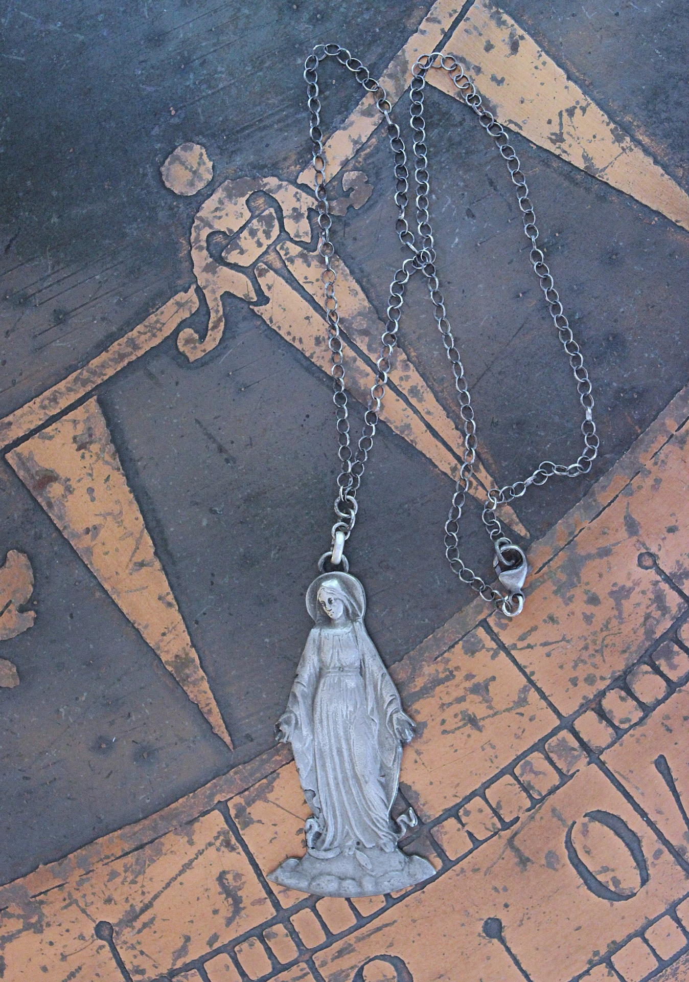 NEW!  The Genesis of Love Necklace with Rare Virgin Mary and Serpent Pendant, Sterling Rolo Chain & Clasp