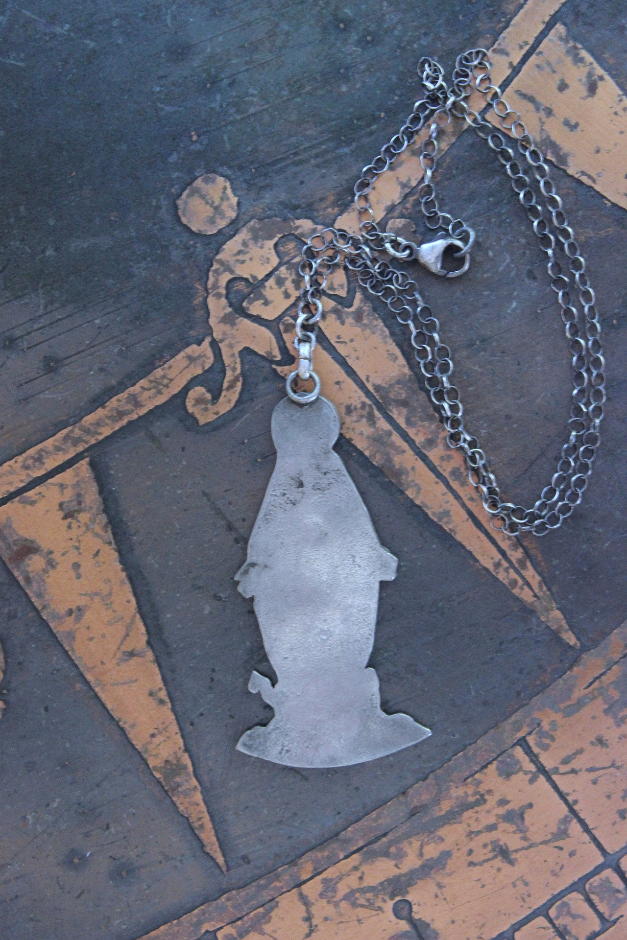 NEW!  The Genesis of Love Necklace with Rare Virgin Mary and Serpent Pendant, Sterling Rolo Chain & Clasp