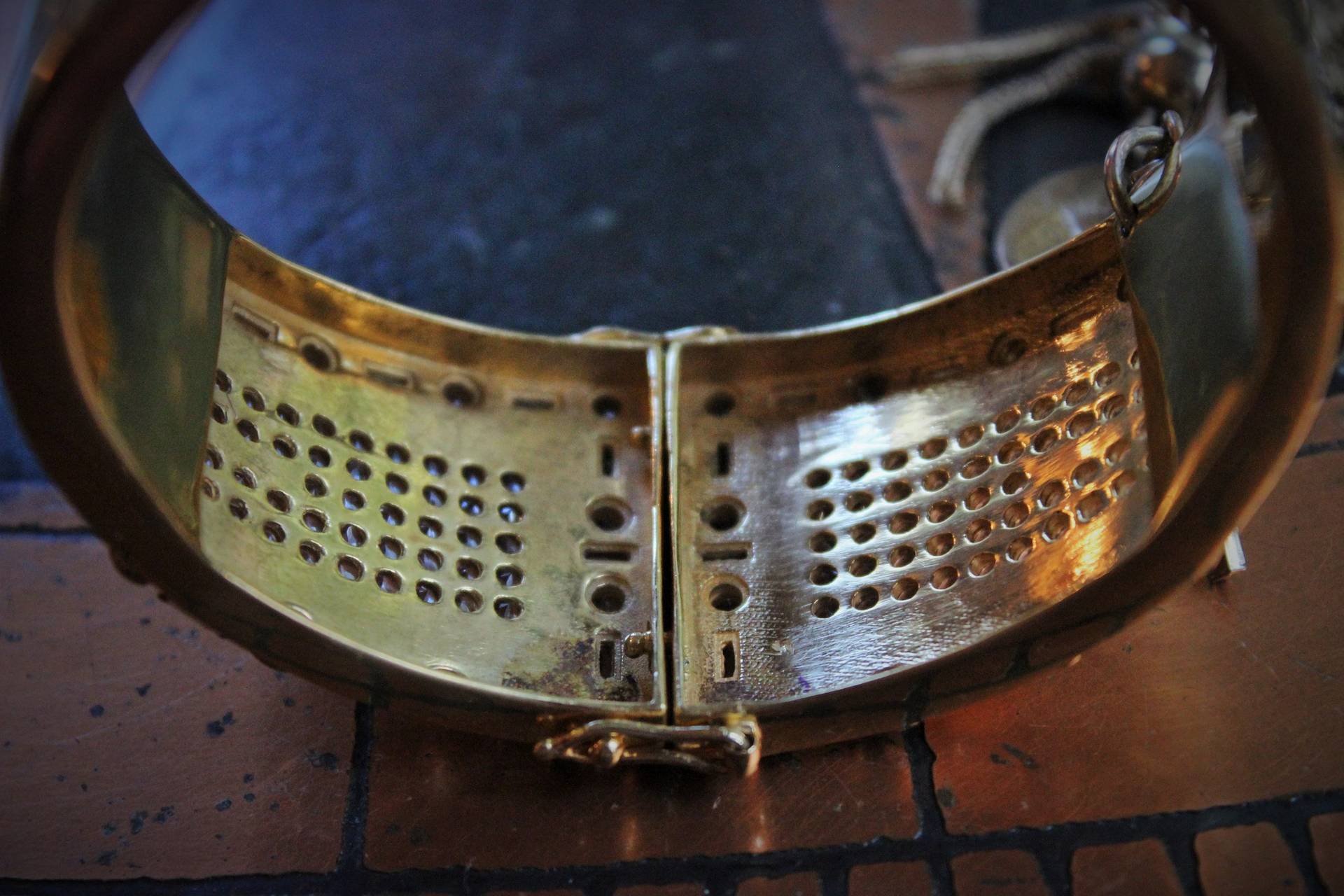 SOLD to K Unique Sterling Vermeil Faceted Herkimer Diamond Cuff w/Rare Antique Gilt Penin Lyon Sacred Heart Medal,Antique Faceted Rock Crystal Tear Drop,Antique Foxtail Chain Tassel +More!