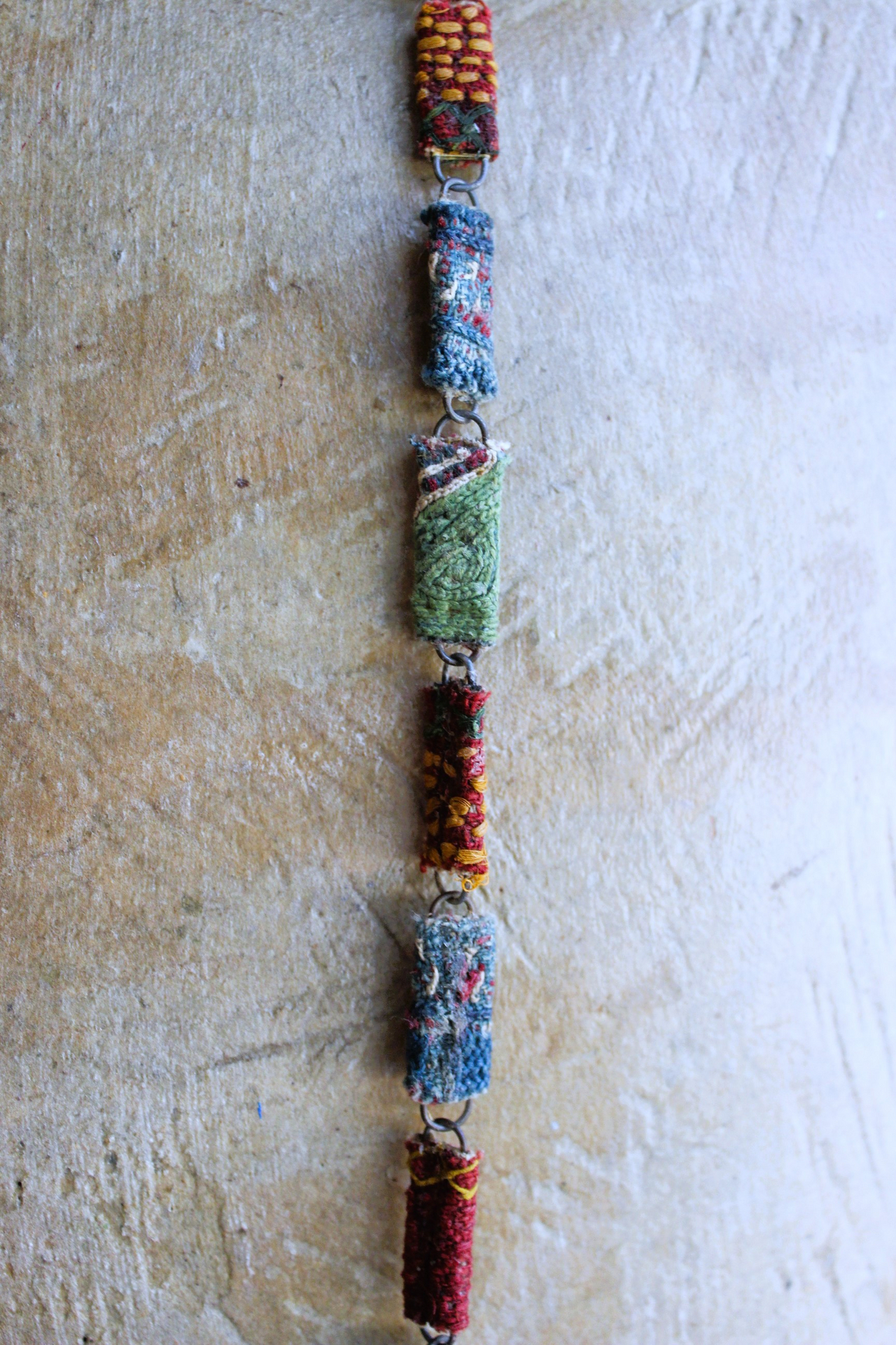 NEW! The Soul Necklace w/Antique Lambani Textile Pouch & Chain, Silver Capped Clear Quartz Point,Star,Moon & Multiple Dangles