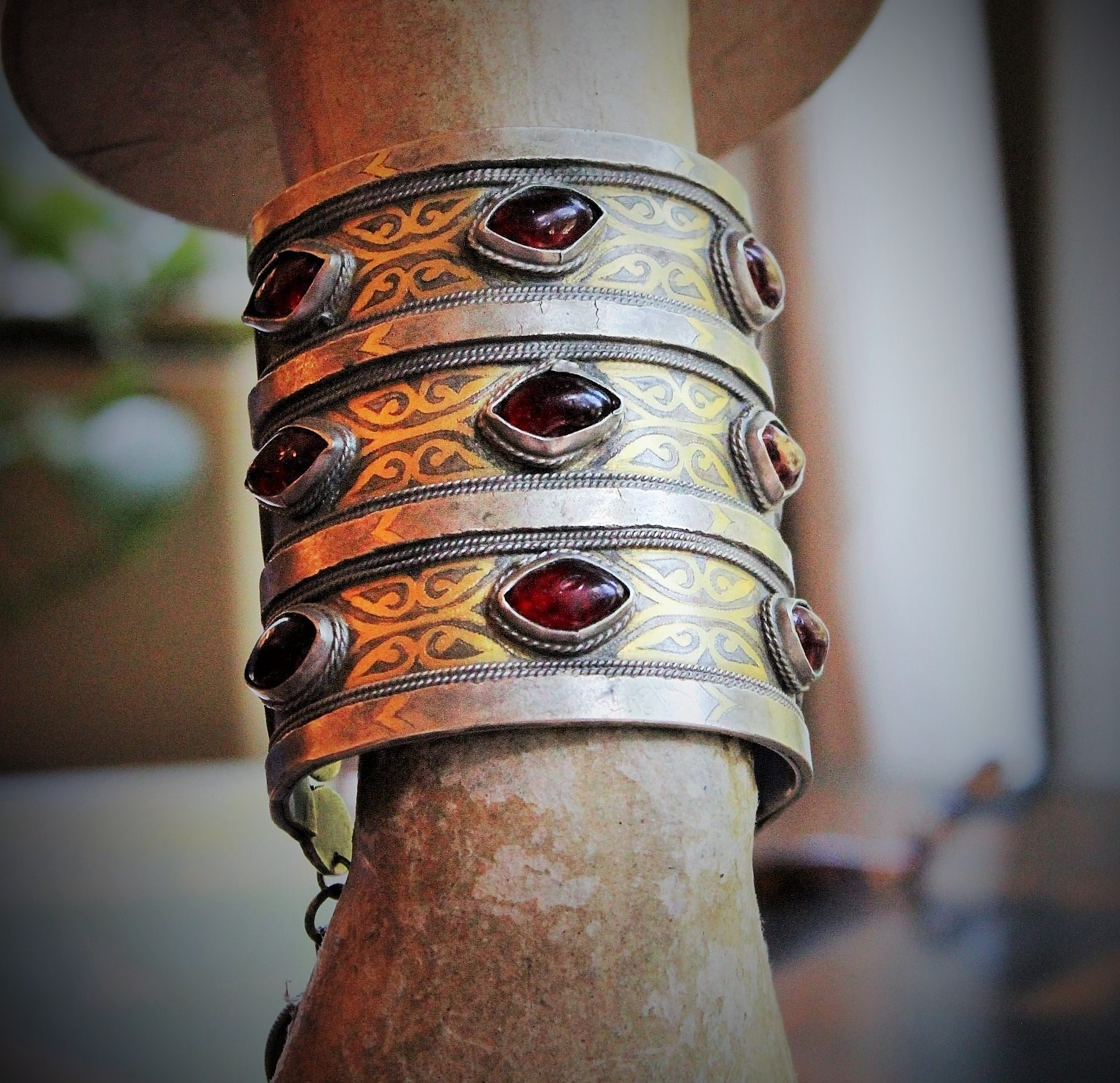 The Presence of God Wide Cuff Bracelet w/Amazing Gypsy Cuff,Antique & Vintage Medals and Drops,Beaded Banjara Tassel,Faceted Quartz Point & More!