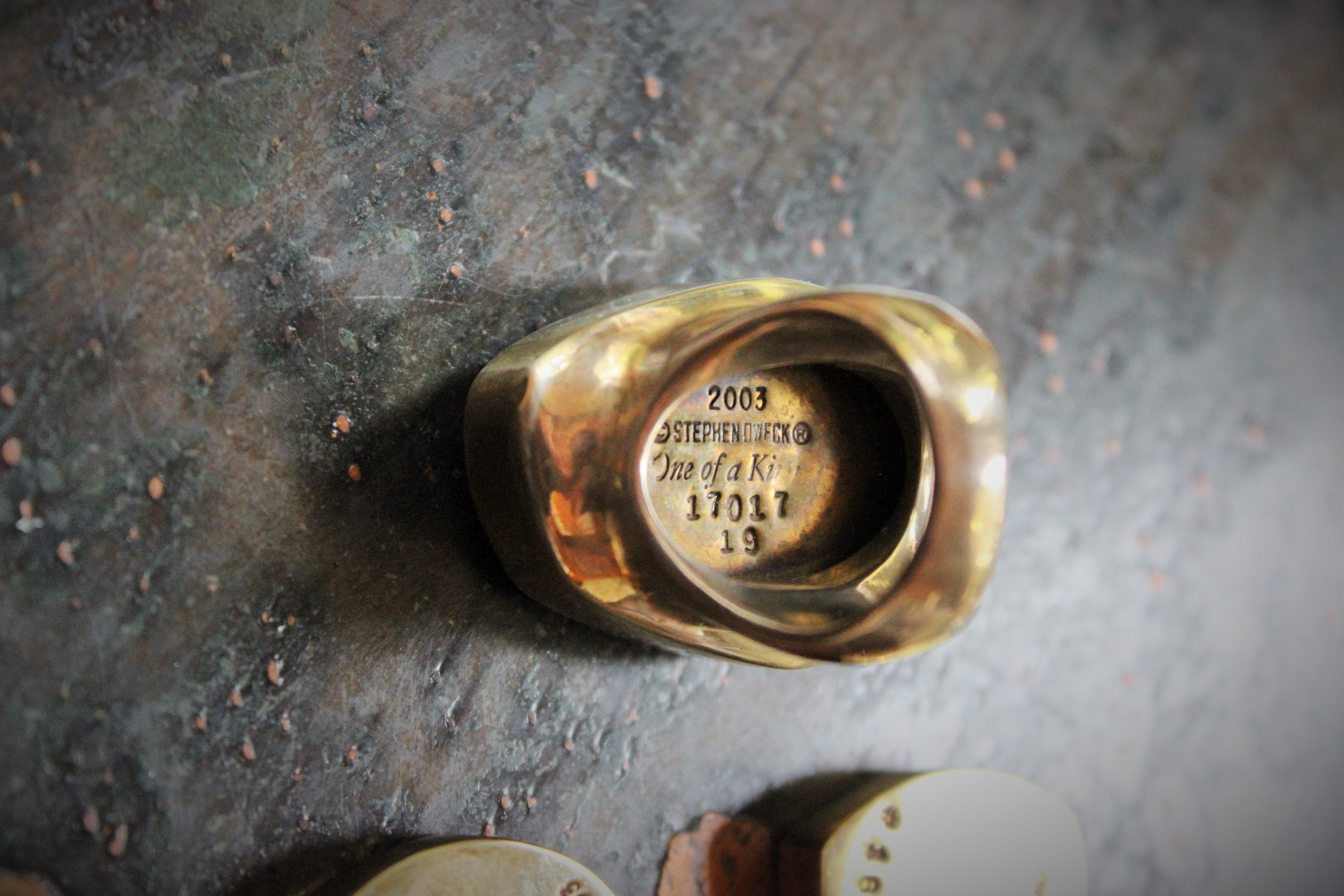 "One of Kind" Numbered & Signed Stephen Dweck Sterling Vermeil Watermelon Tourmaline & Tourmaline Ring and Earring Set