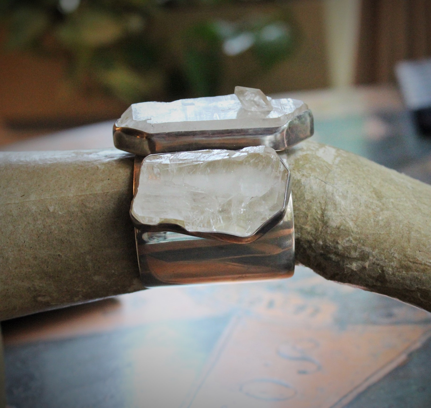 SOLD TO D SOLD TO D SOLD TO D Bless this Earth Vintage Rock Quartz Sterling Cuff & Pendant Set by Rebecca Collins