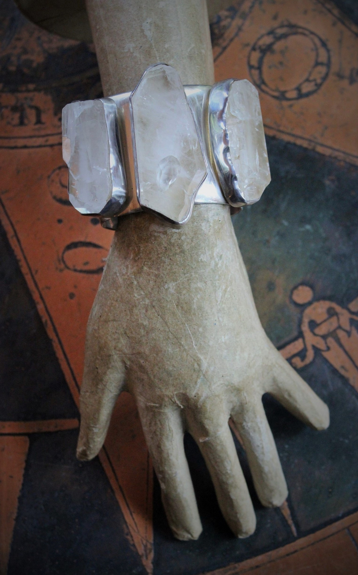 SOLD TO D SOLD TO D SOLD TO D Bless this Earth Vintage Rock Quartz Sterling Cuff & Pendant Set by Rebecca Collins