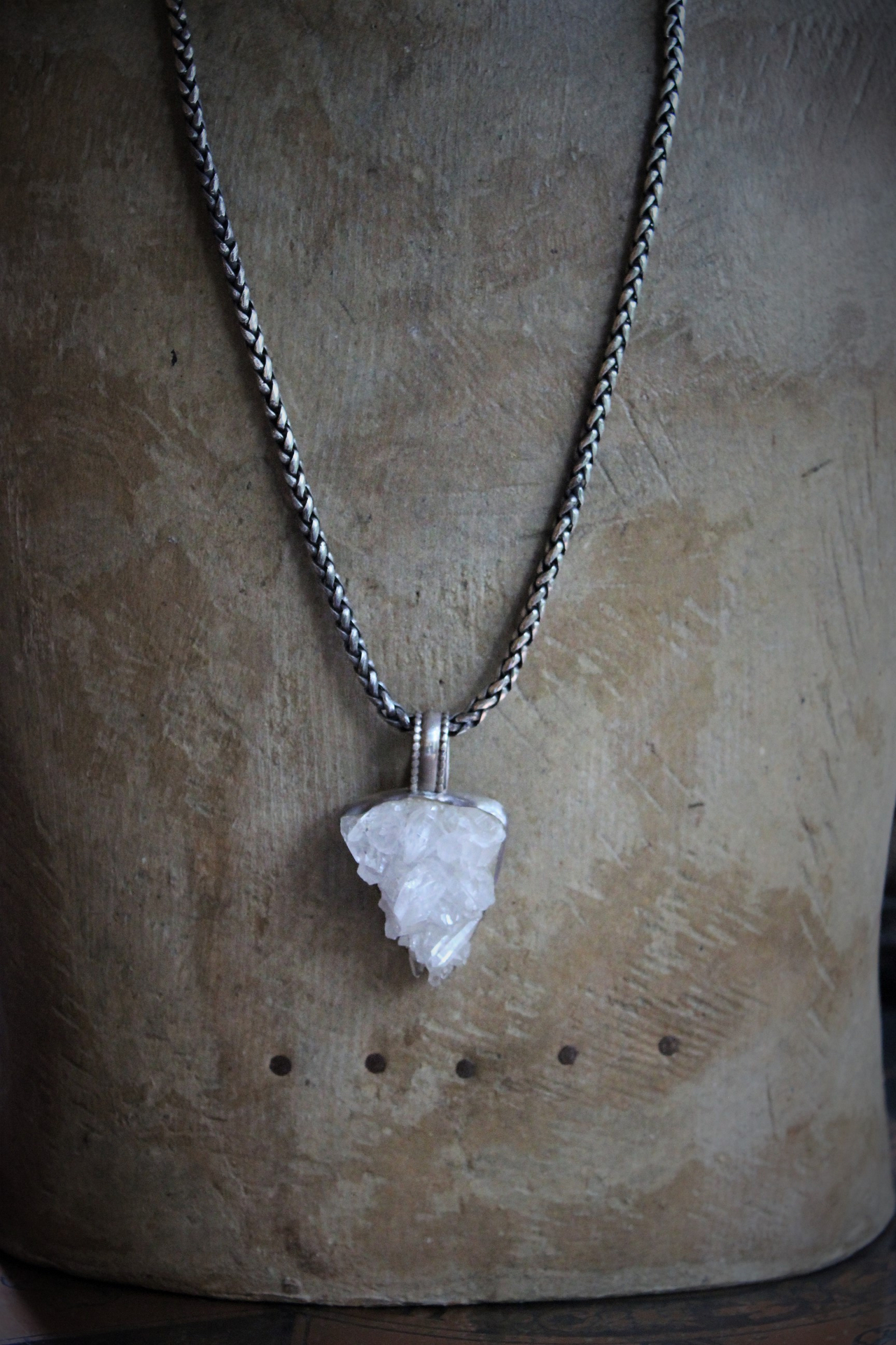 SOLD TO D SOLD TO D SOLD TO D Bless this Earth Vintage Rock Quartz Sterling Cuff & Pendant Set by Rebecca Collins