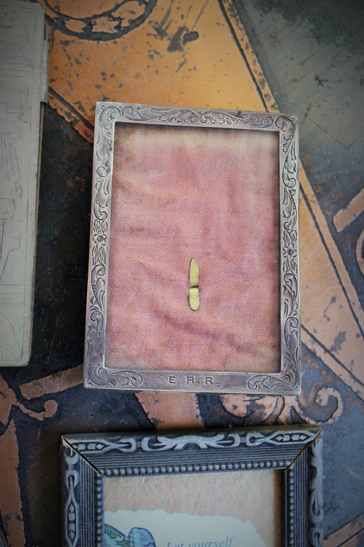 7 Antique Small Frame Destash for your own Creations - 3 Sterling,1 Unique Engraved Icons,2 Antique Cut Steel Bead,1 Carved Wood