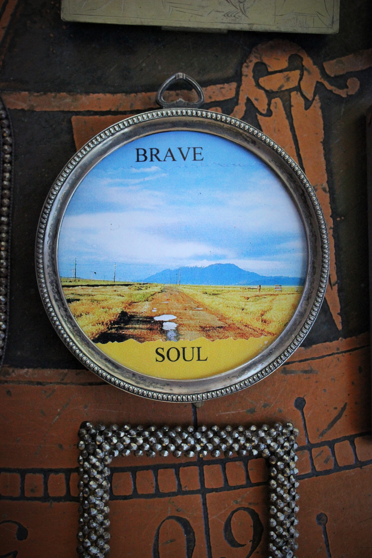 7 Antique Small Frame Destash for your own Creations - 3 Sterling,1 Unique Engraved Icons,2 Antique Cut Steel Bead,1 Carved Wood