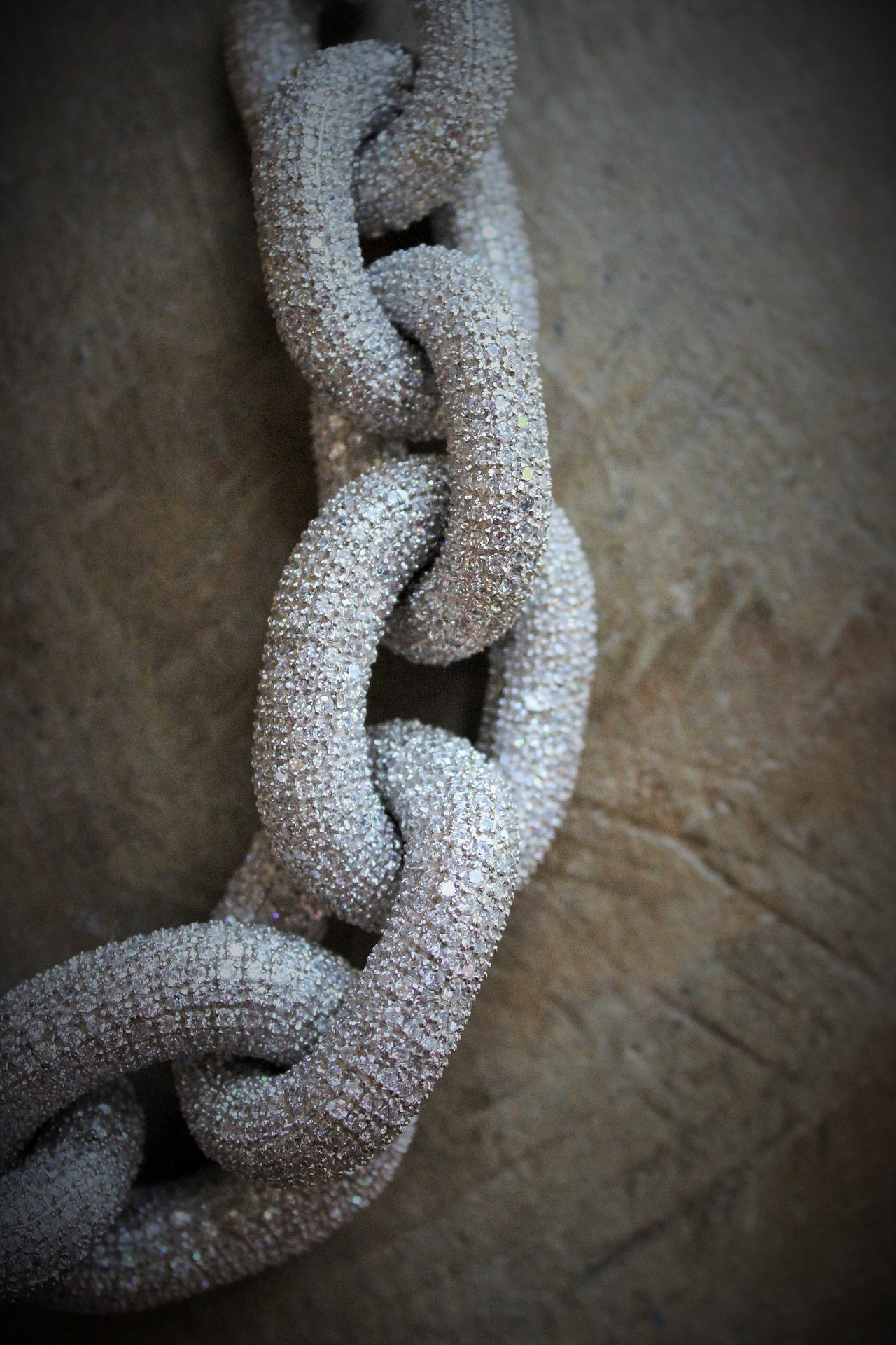 Amazing Vintage Sterling White Topaz Link Chain Necklace w/Silver Metallic Cord Chain,Sterling End Caps,Sterling & Pearl Toggle Closure