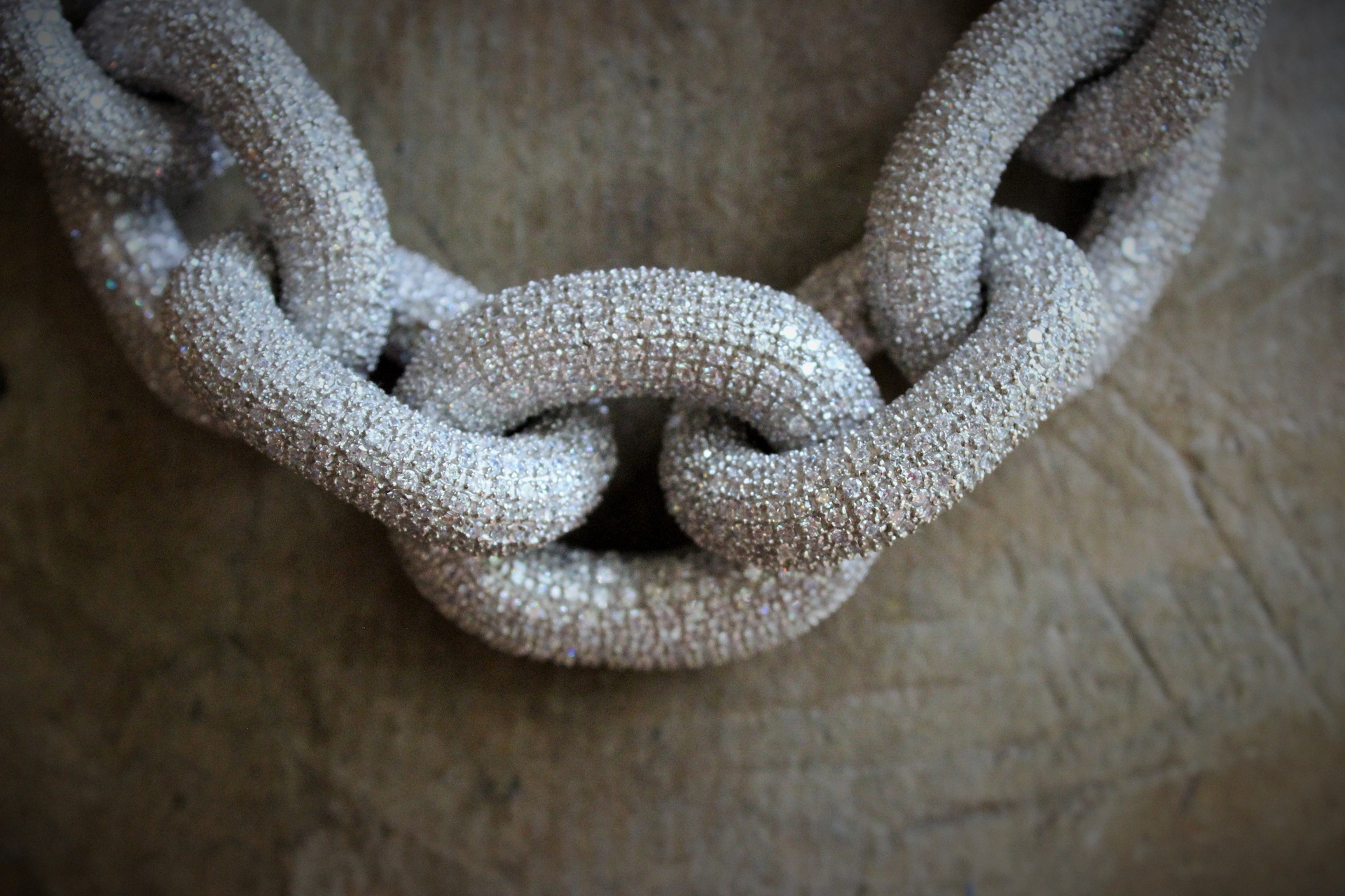 Amazing Vintage Sterling White Topaz Link Chain Necklace w/Silver Metallic Cord Chain,Sterling End Caps,Sterling & Pearl Toggle Closure