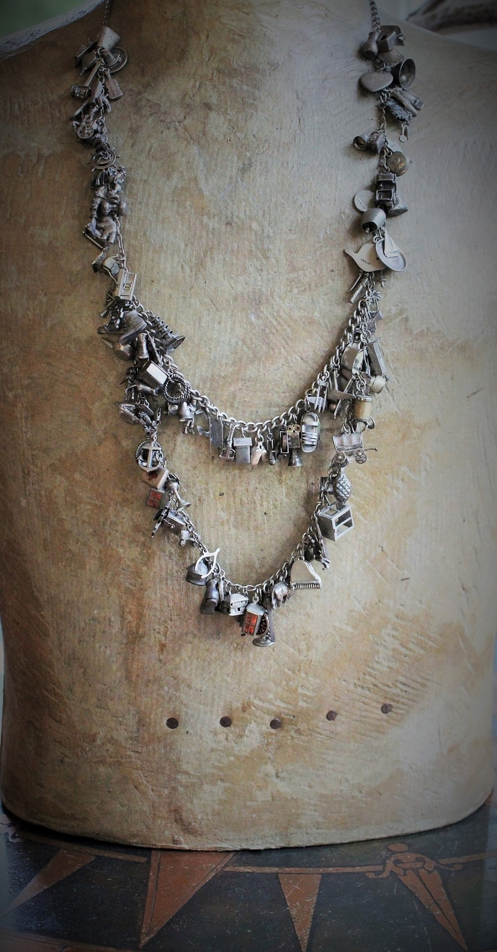 SOLD SOLD  SOLD to L Extraordinary Vintage & Antique Sterling Charm Necklace LOADED with Rare,Unique, and Unusual Charms