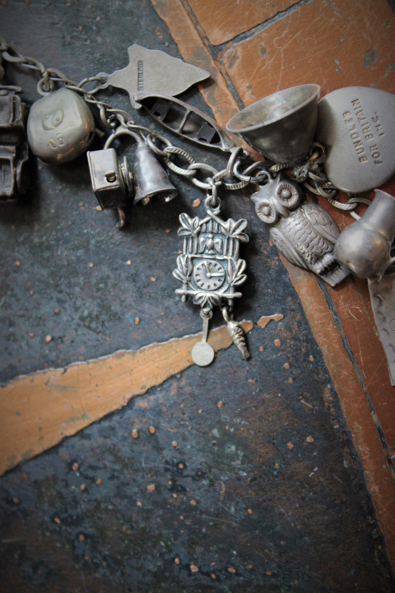 SOLD SOLD  SOLD to L Extraordinary Vintage & Antique Sterling Charm Necklace LOADED with Rare,Unique, and Unusual Charms