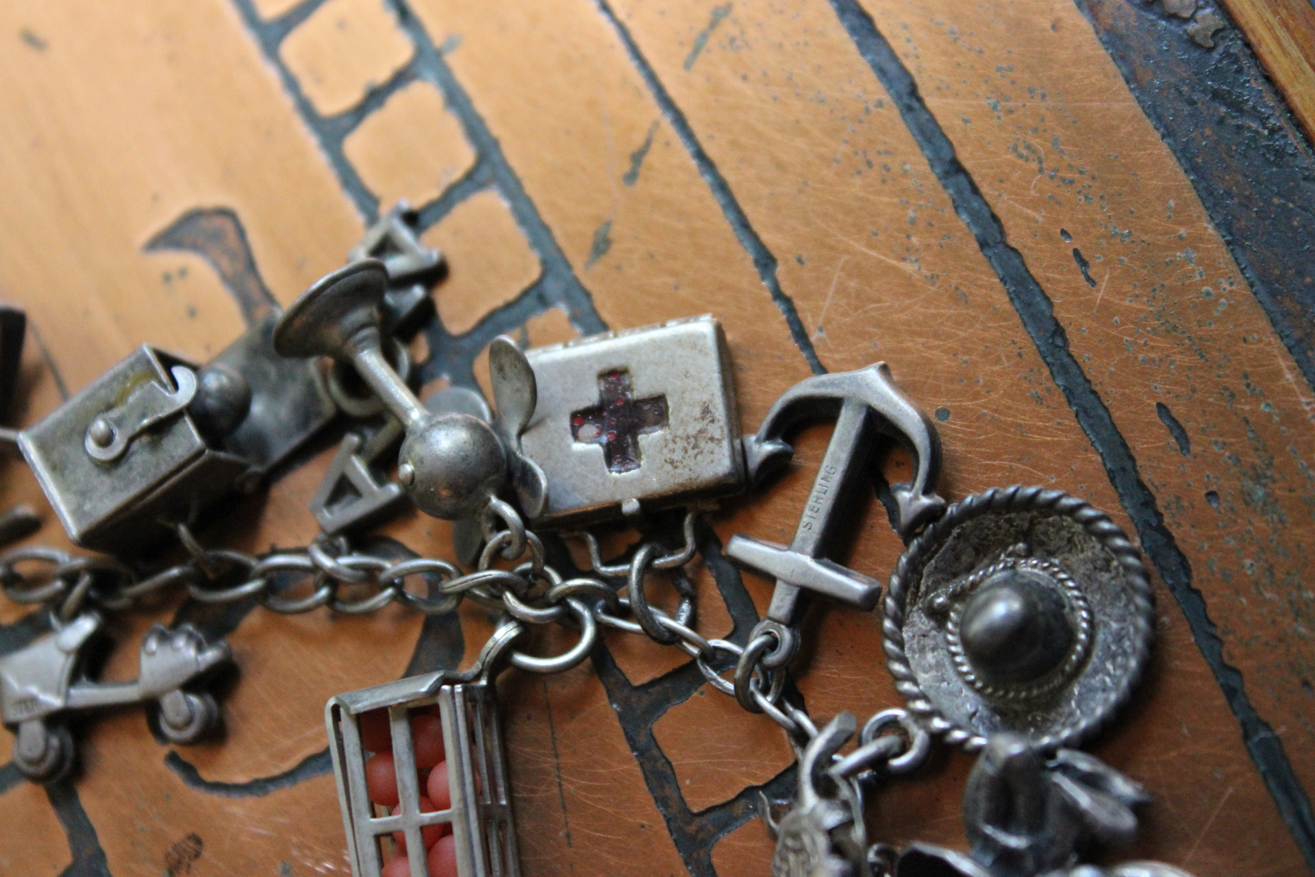 SOLD SOLD  SOLD to L Extraordinary Vintage & Antique Sterling Charm Necklace LOADED with Rare,Unique, and Unusual Charms