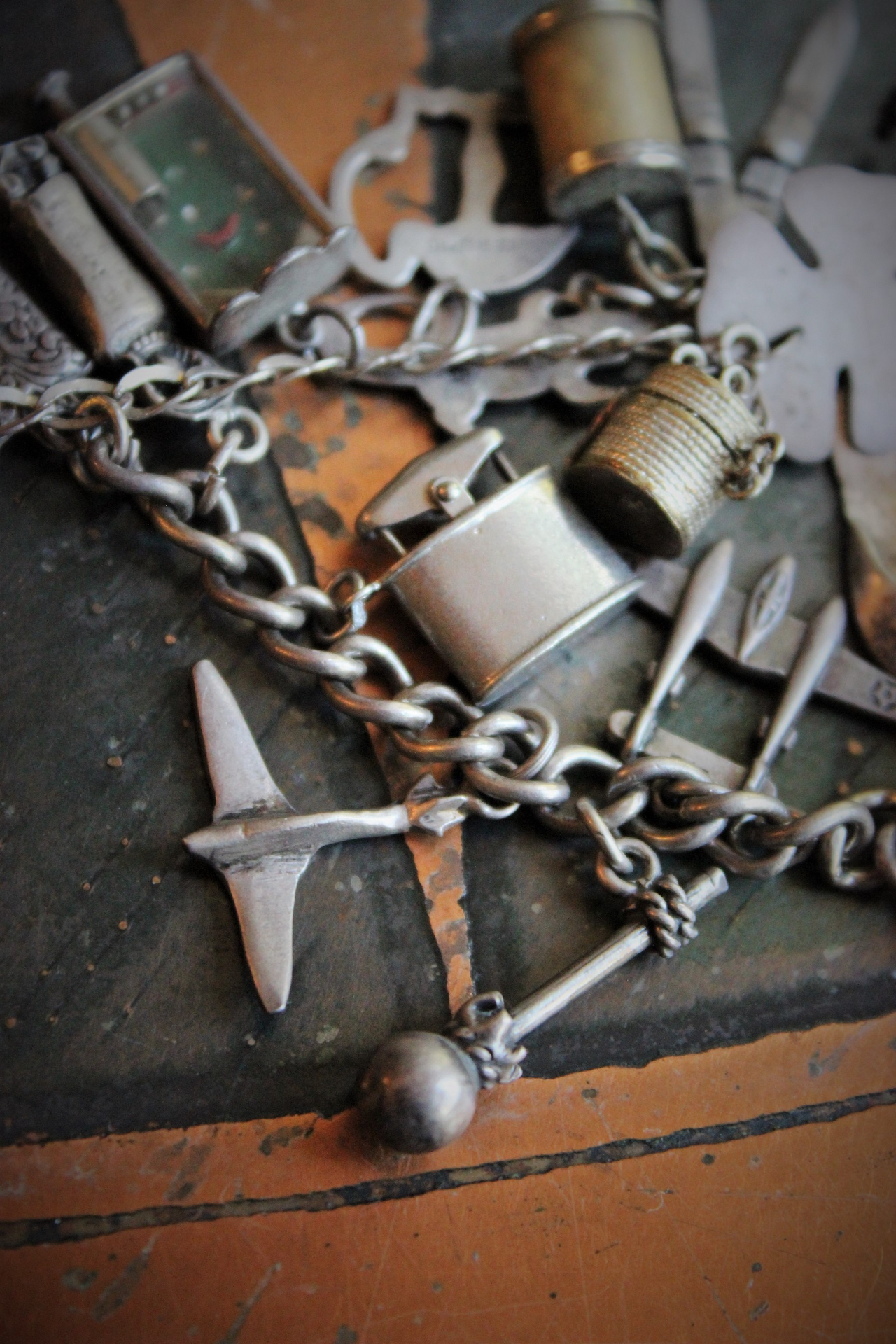 SOLD SOLD  SOLD to L Extraordinary Vintage & Antique Sterling Charm Necklace LOADED with Rare,Unique, and Unusual Charms