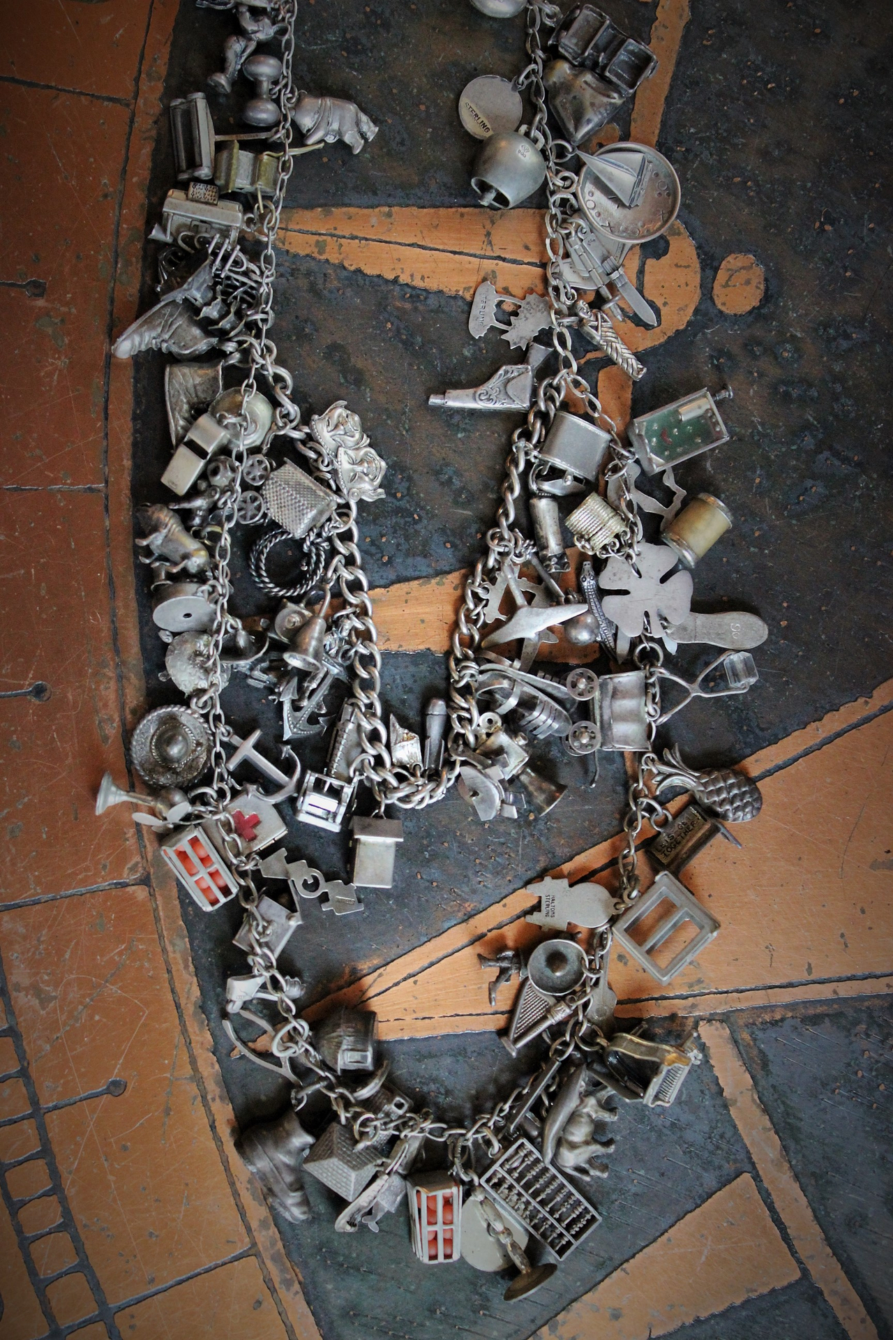 SOLD SOLD  SOLD to L Extraordinary Vintage & Antique Sterling Charm Necklace LOADED with Rare,Unique, and Unusual Charms