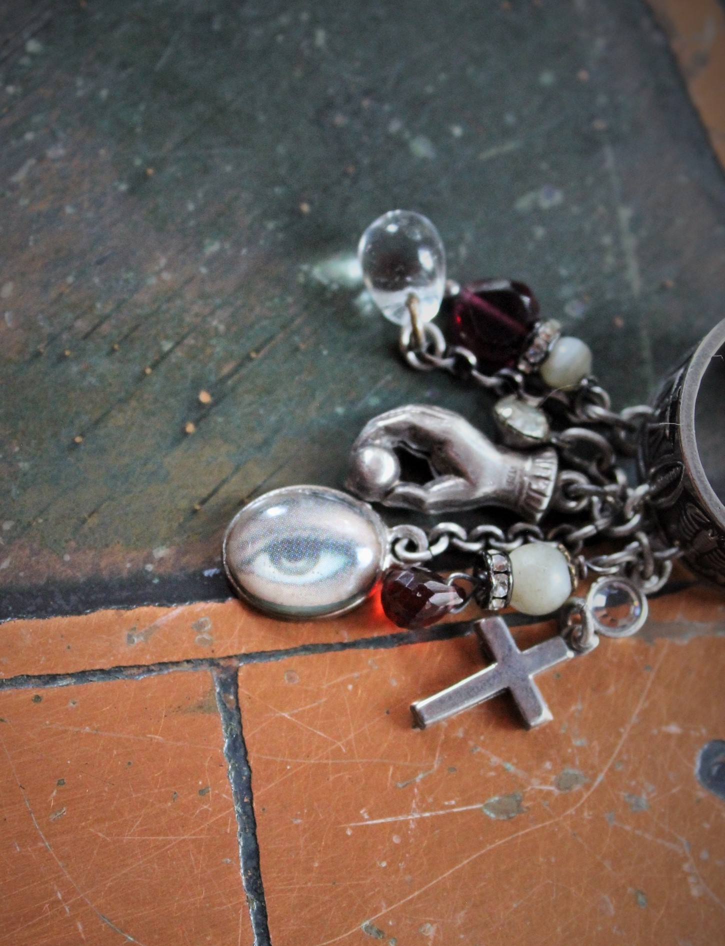 Written in the Constellations Vintage 12 Astrological Signs Ring Set, Antique Sterling Orb in Hand Charm,Antique Sterling Cross, Vintage Lover's Eye Charm & More!