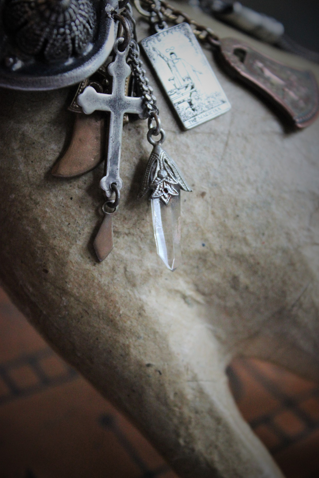 Gypsy Soul Cuff Bracelet w/Antique Etrusceana Silver Buckle Cuff, Antique Sterling Locket w/Saint Sarah of the Gypsies Image,Sterling 'The Magician' Tarot Medal & Much More!