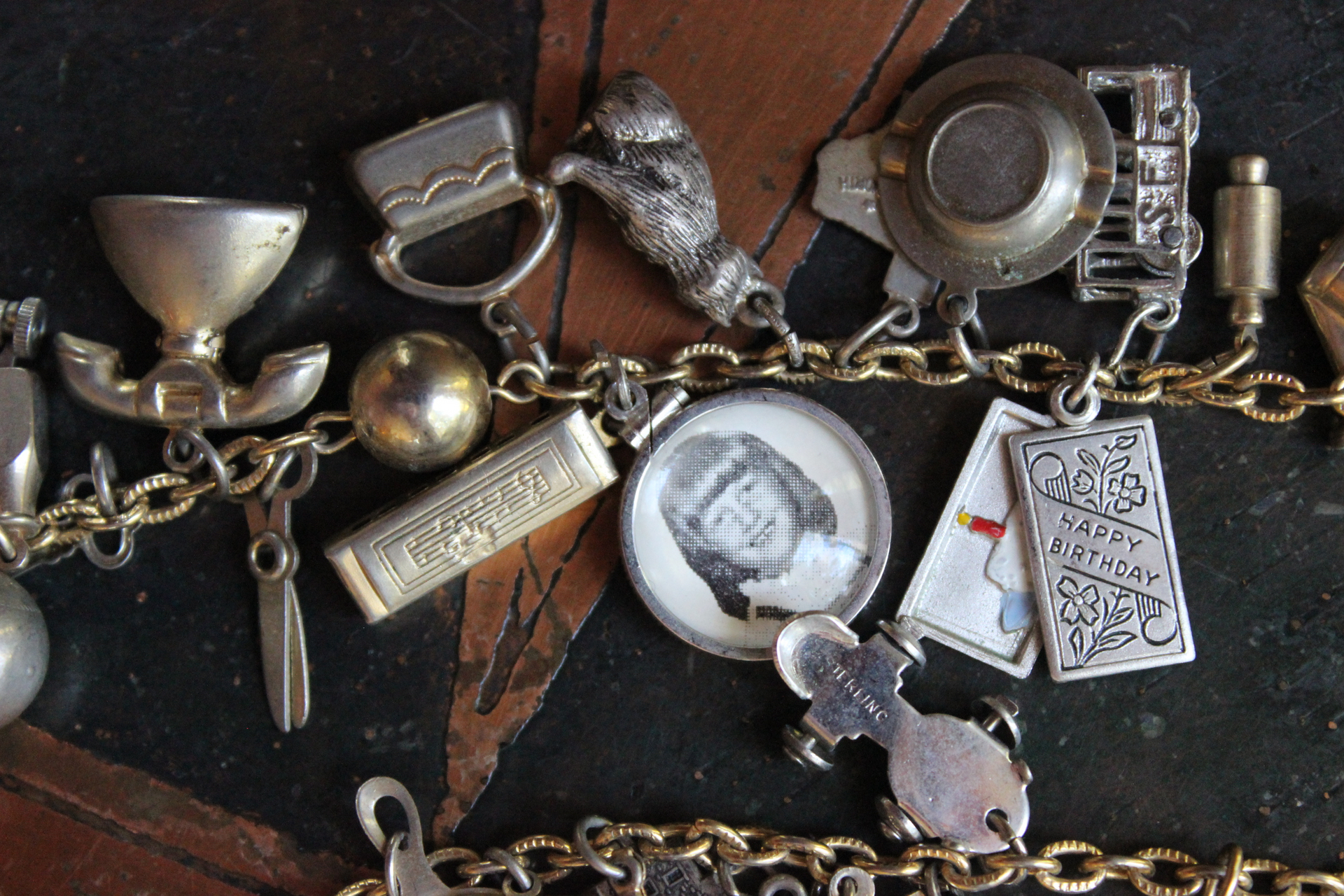 Price Reduced! Long Fully Loaded Antique & Vintage Charm Necklace with Dozens of Articulating, Rare, and Unusual Metal & Sterling Charms - Wear as Is or Make Several Charm Bracelets & Necklaces!