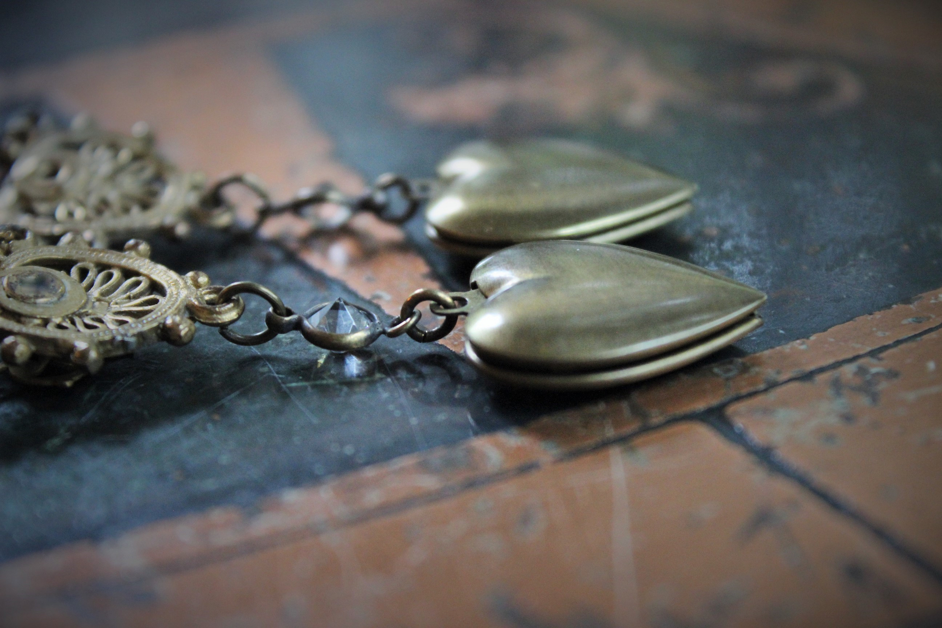 Antique Etruscan Findings & Vintage Heart Lockets Earrings - 50% Off w/purchase of matching necklace!